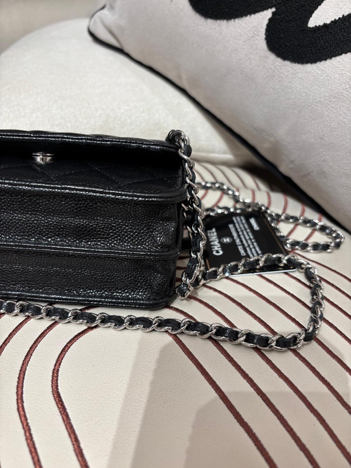 Chanel wallet on chain mini woc 黑色荔枝牛皮 100%Authentic ,95%new ✅card  ✅Box