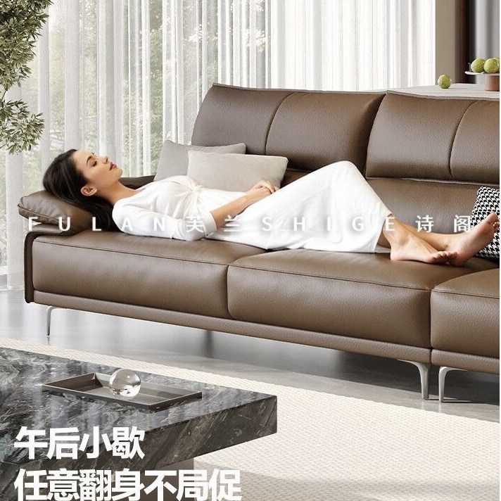 真皮客廳 大小戶型牛皮簡約直排組合真皮梳化