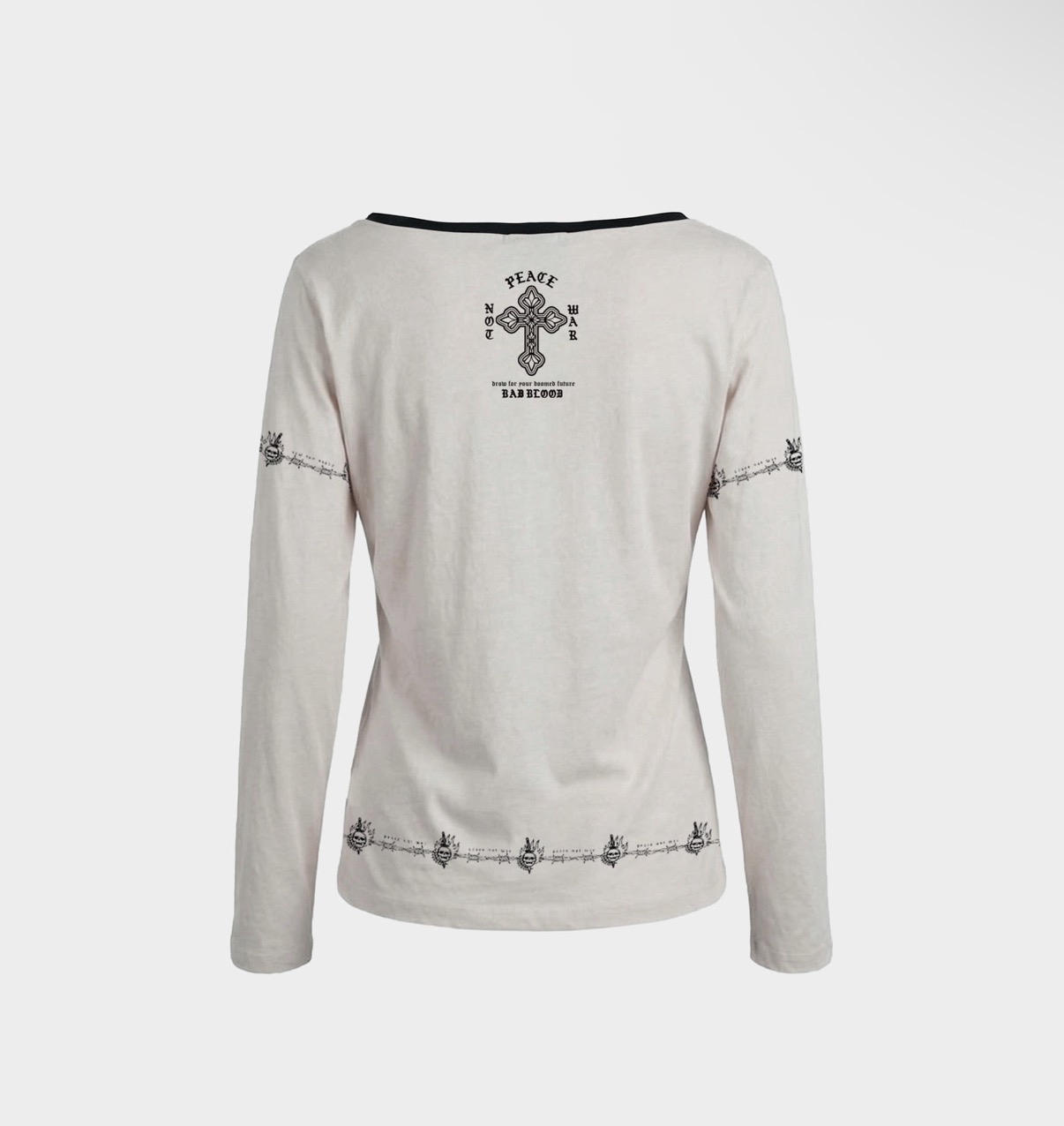 BADBLOOD新款[w-tee26-151] Peace Not War 2 Loose-Fit Long Sleeve - White