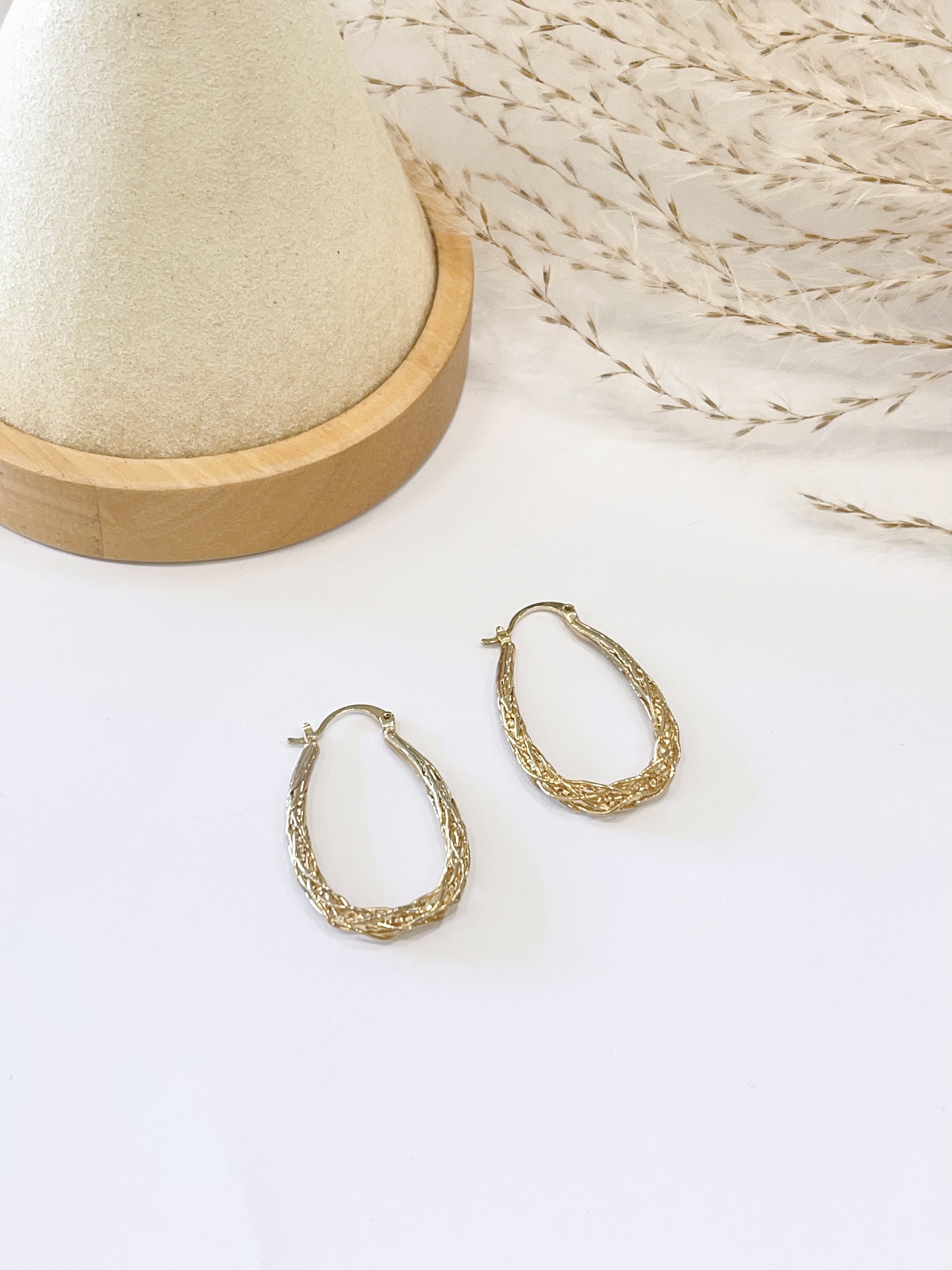 金丝月影鸡蛋型耳扣耳环