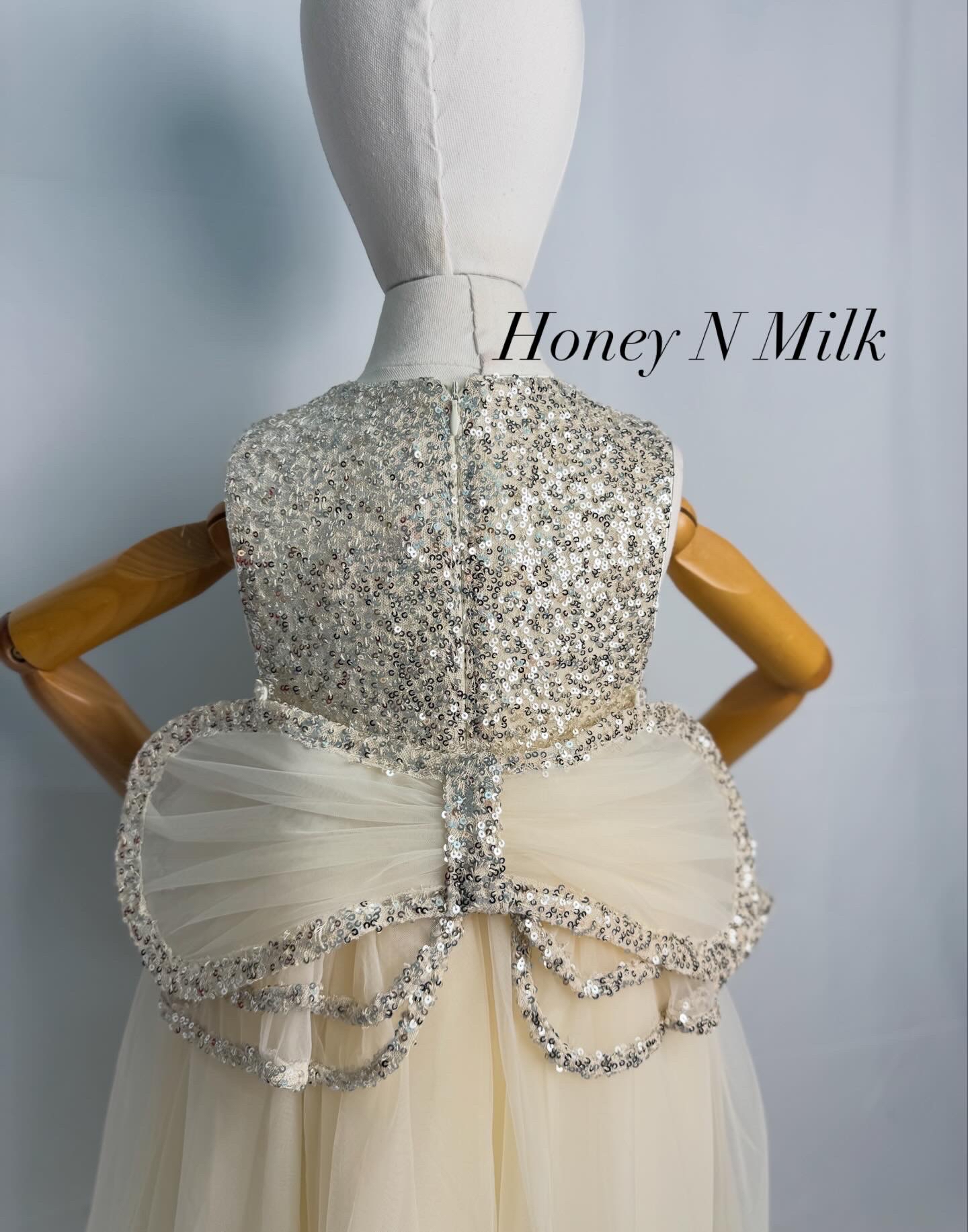 Dancing Sequin Silver Bow Dress