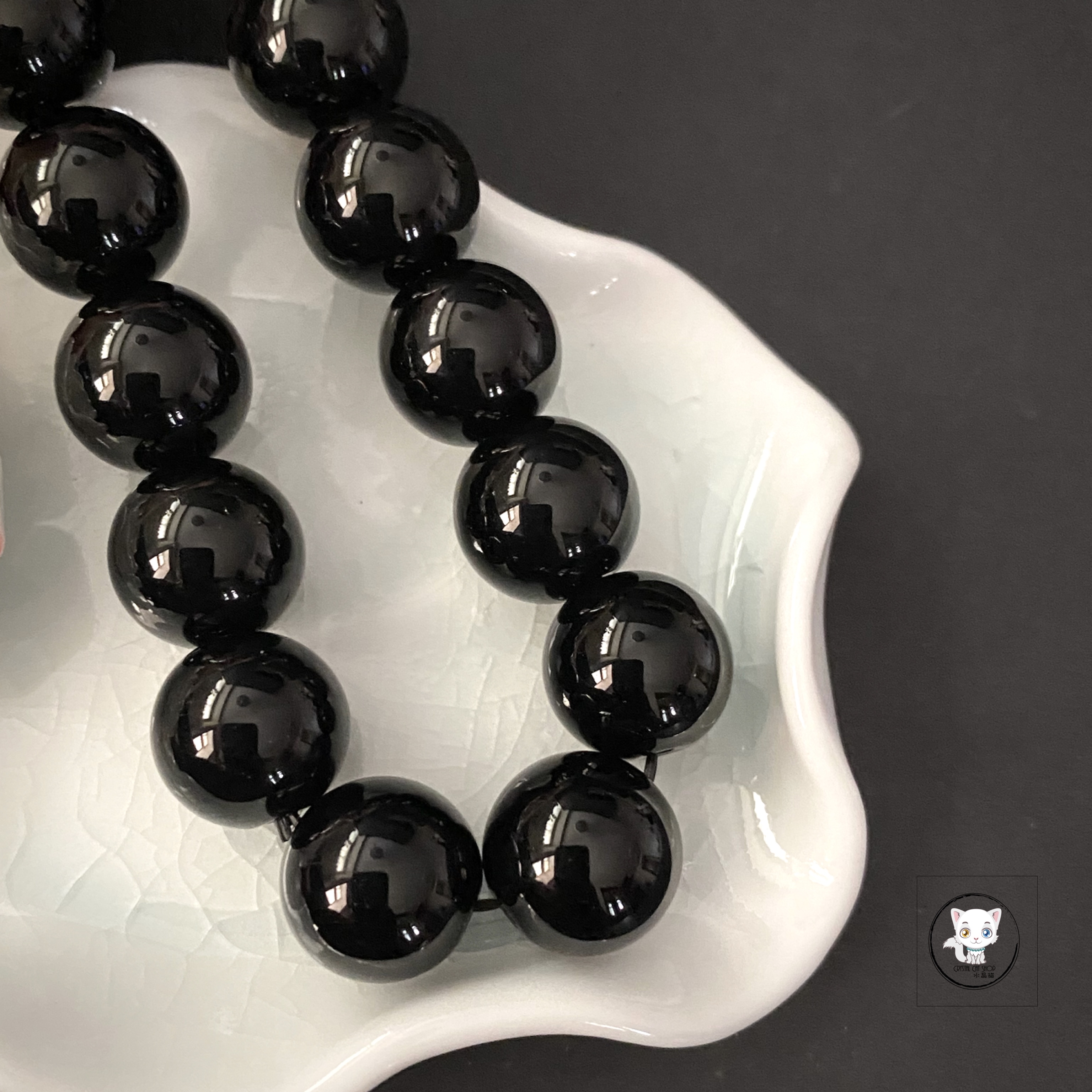 天然黑曜石手鏈 14mm