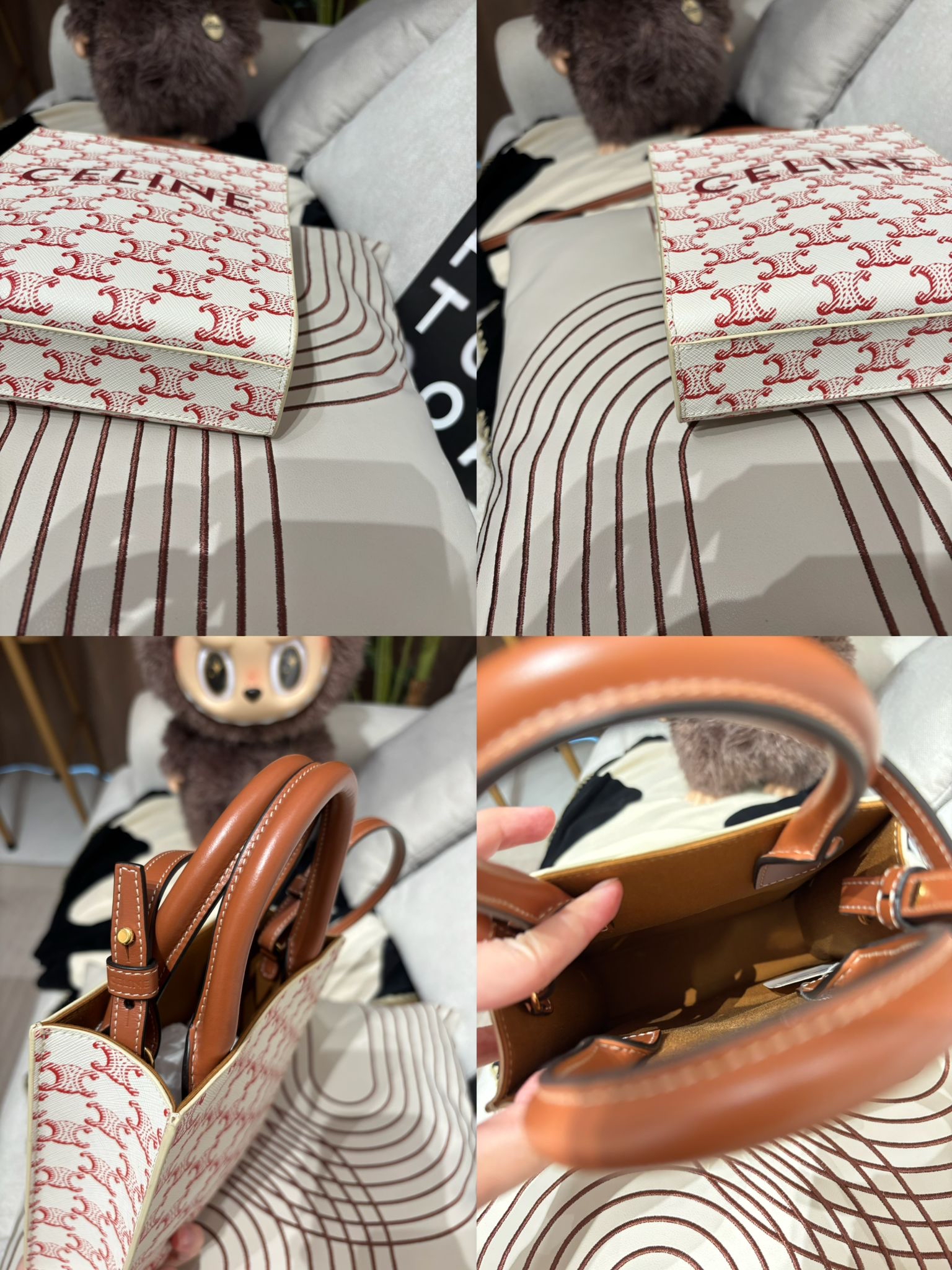 Celine Mini Vertical Cabas Red & Write 100%Authentic, 95%New ✅Dust bag