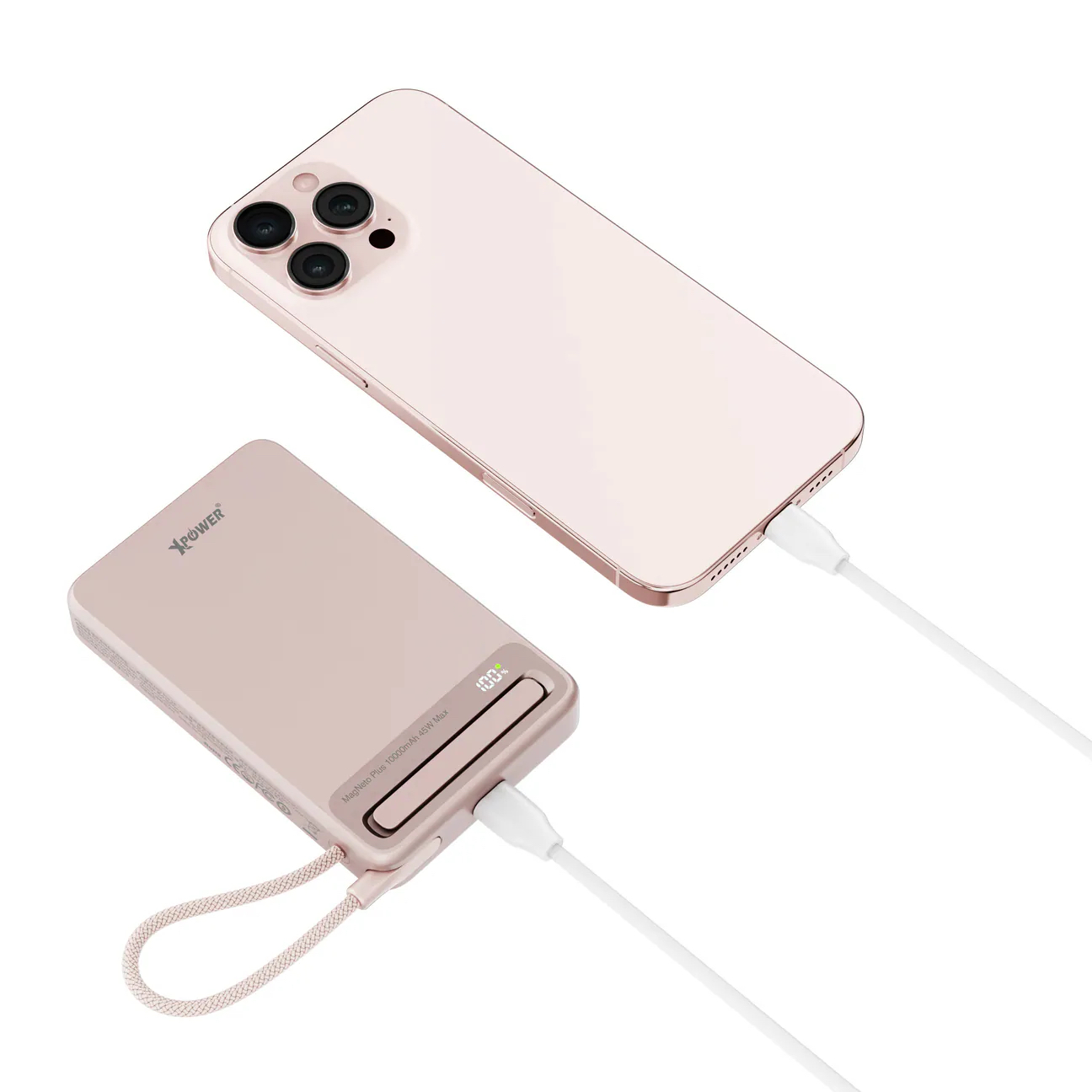 (3C可追溯二維碼)XPower MagNetoPlus Q10 Pro鋁合金10000mAh 45W PD3.0支架內置線及數顯QI2磁吸移動電源