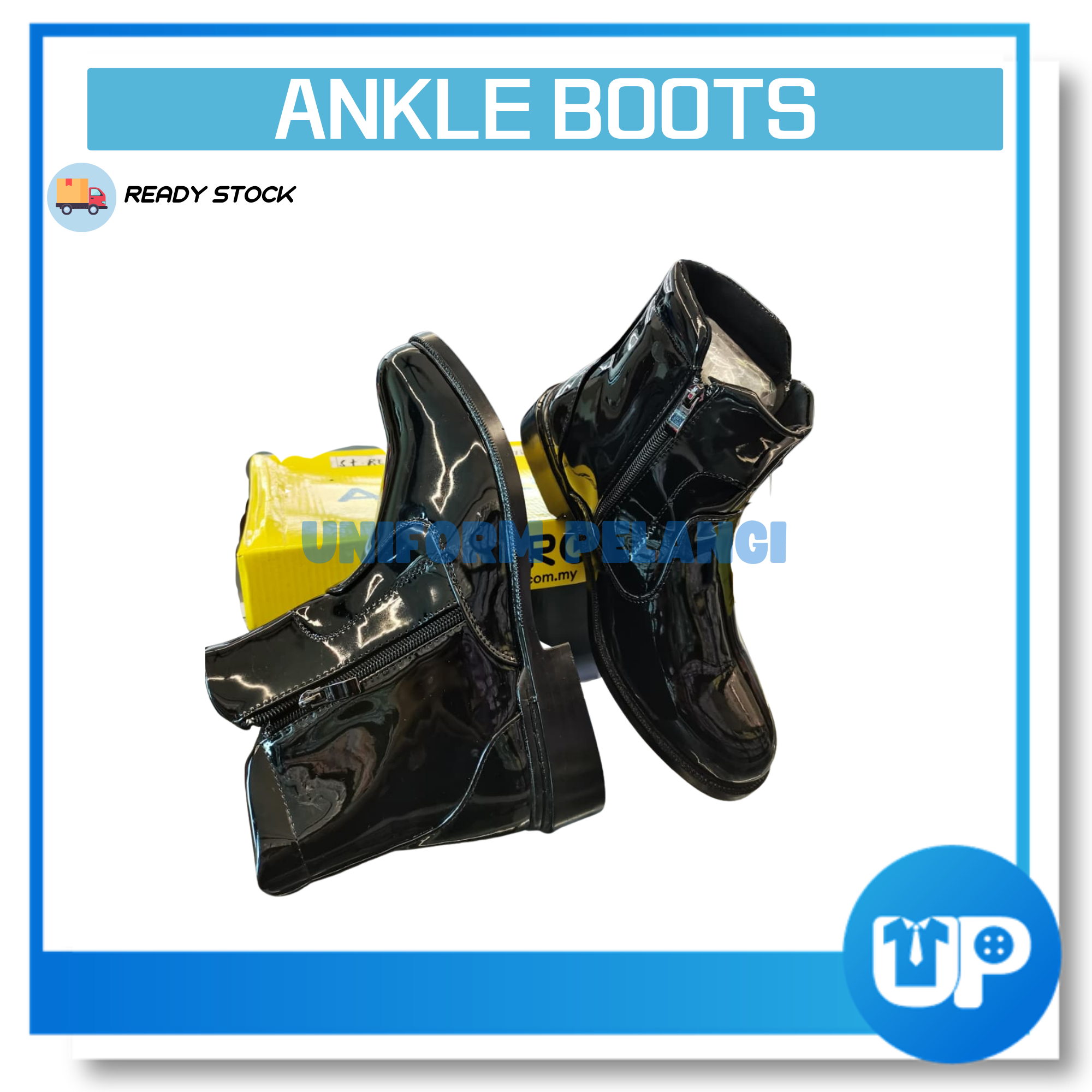 ABARO Kasut Kilat Kulit Ankle Boots Formal Shoes/Kasut Potong Polis/SWAT Boots Faux Leather