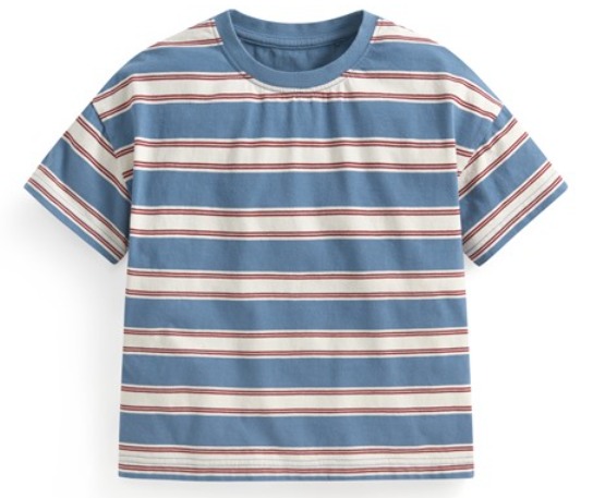 純棉條紋寬版落肩T恤-童