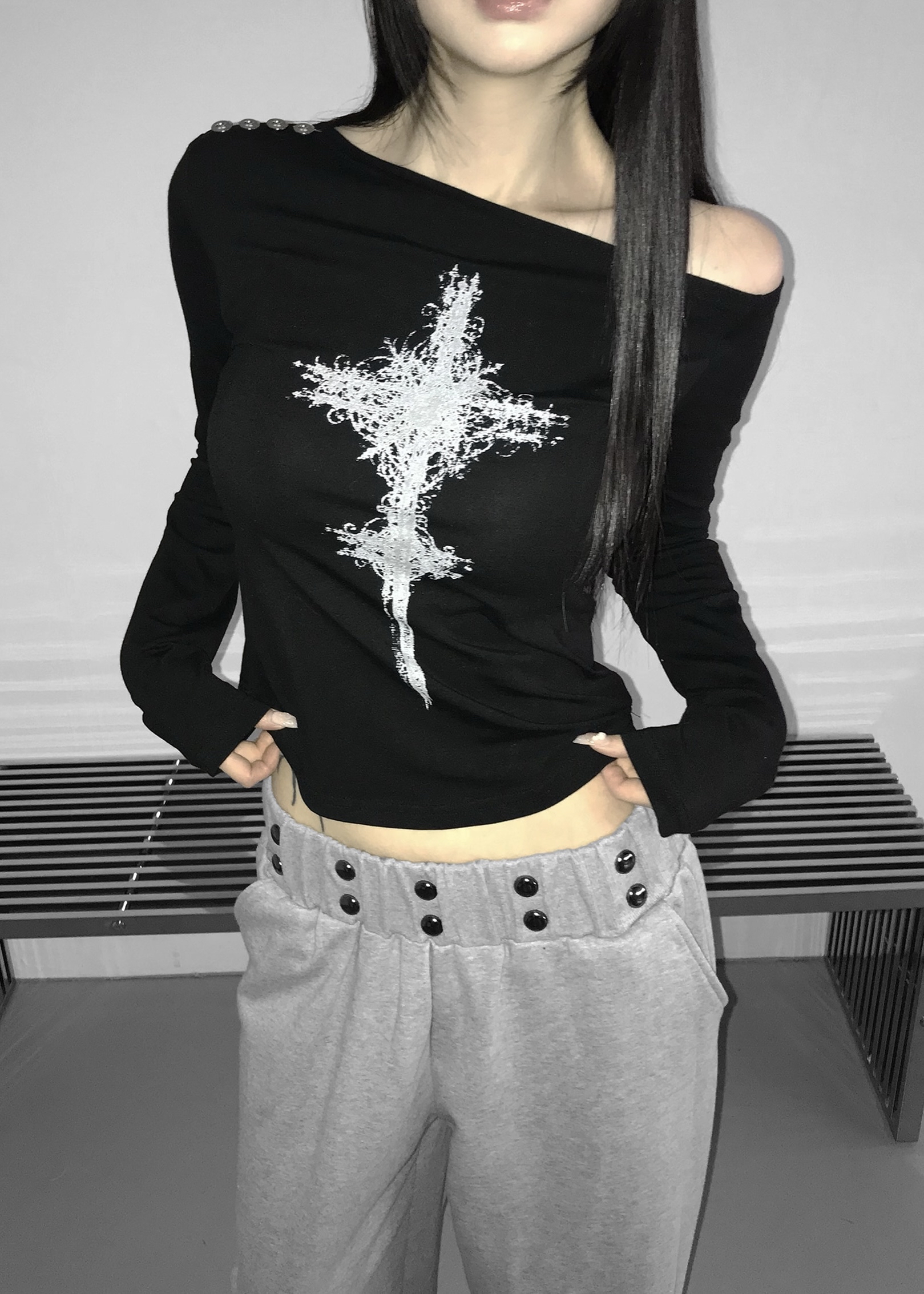 Asymmetric Gothic Cross Long Sleeve