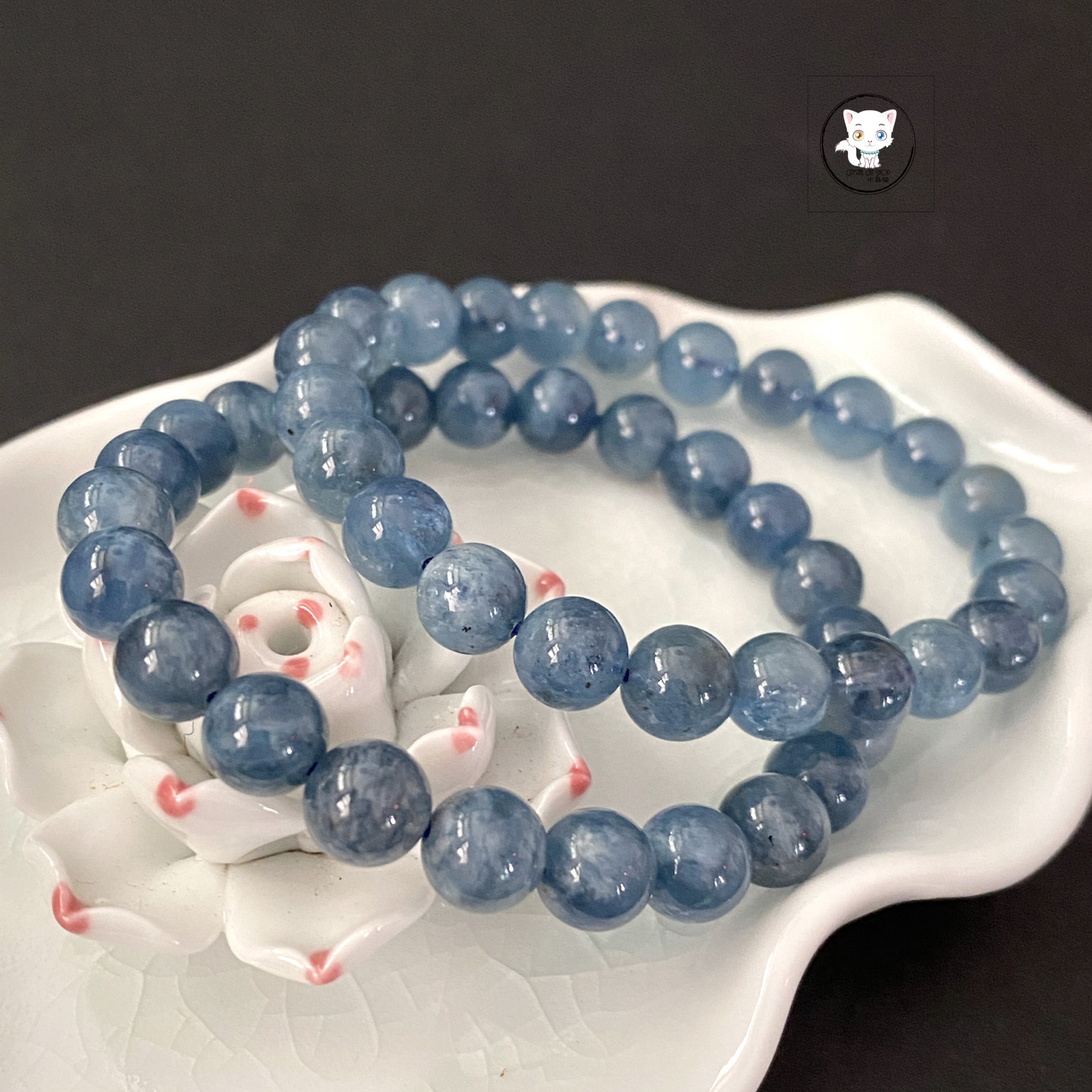 精品魔鬼海藍寶手鏈 8mm