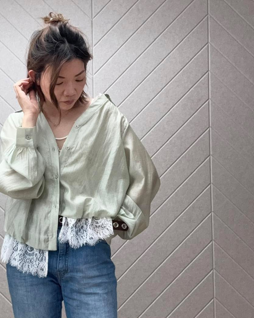 lace拼接假兩件恤衫