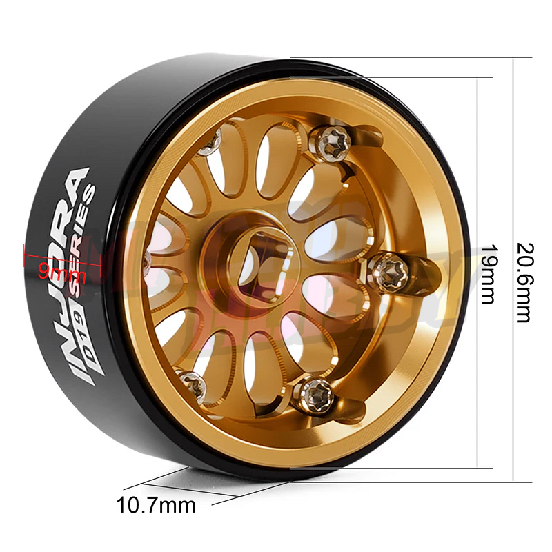 INJORA 0.7" D19 Ripple Aluminum Wheels for 1/30 SCX30 (W7005) Gold #530391