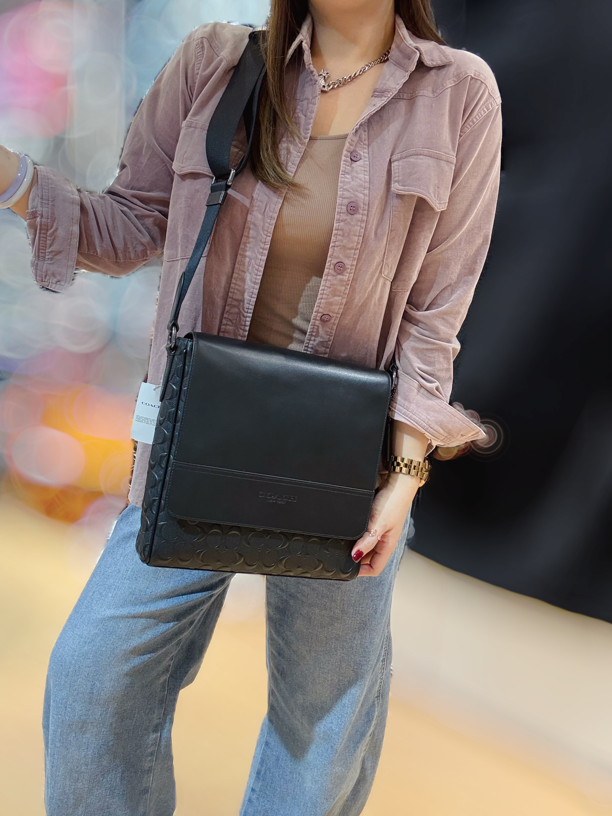 Coach Houston map bag sleather/blk