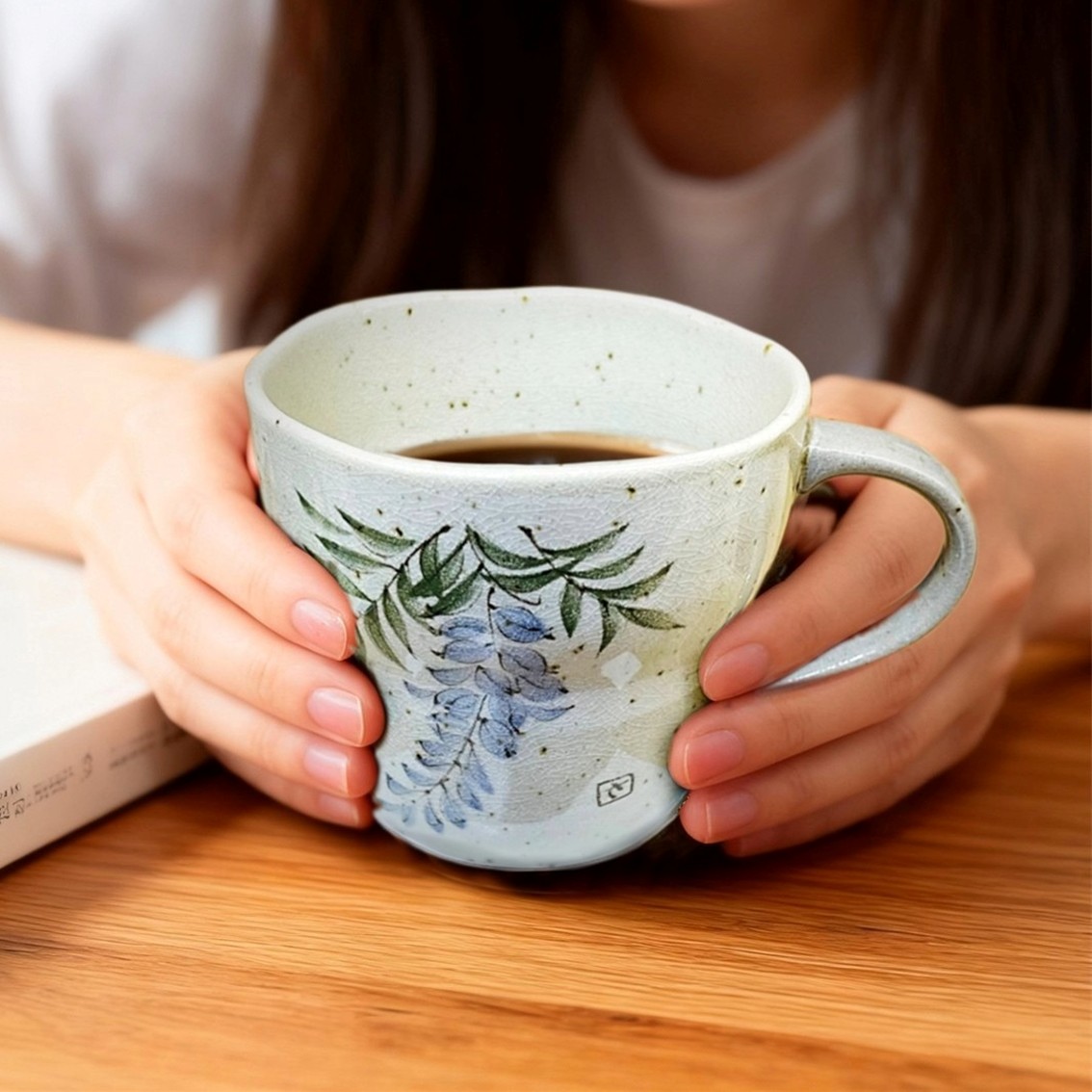 【日本製】美濃燒陶瓷手繪蒲公英+紫藤花馬克杯套裝 (330ml)