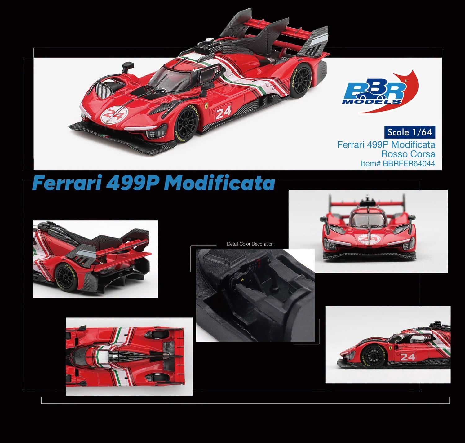 （預訂 Pre Order) BBR (BBRFER64044) 1:64 Ferrari 499P Modificata Rosso Corsa