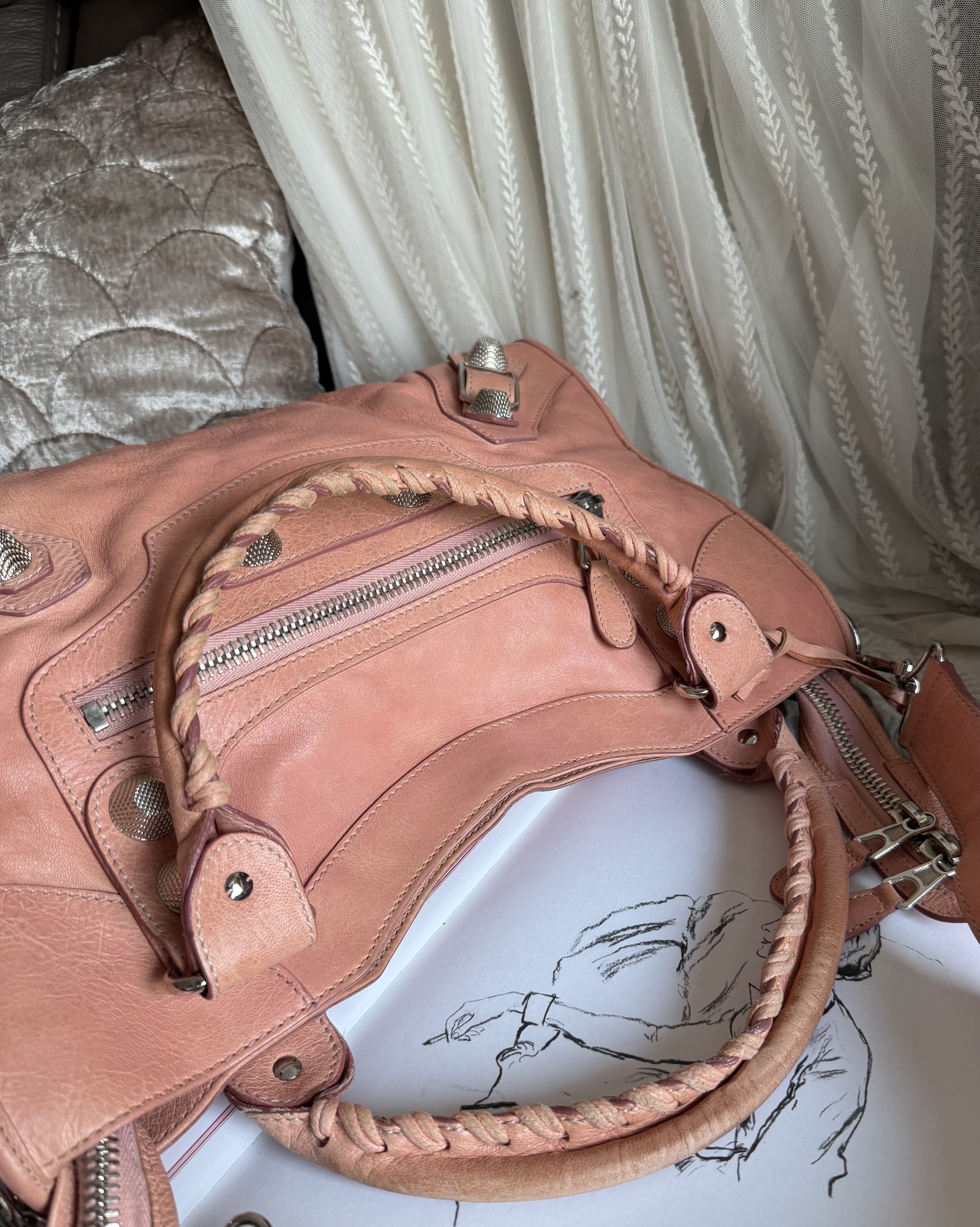 balenciaga Vieux Rose pink classic city giant 21 silver 銀大釘