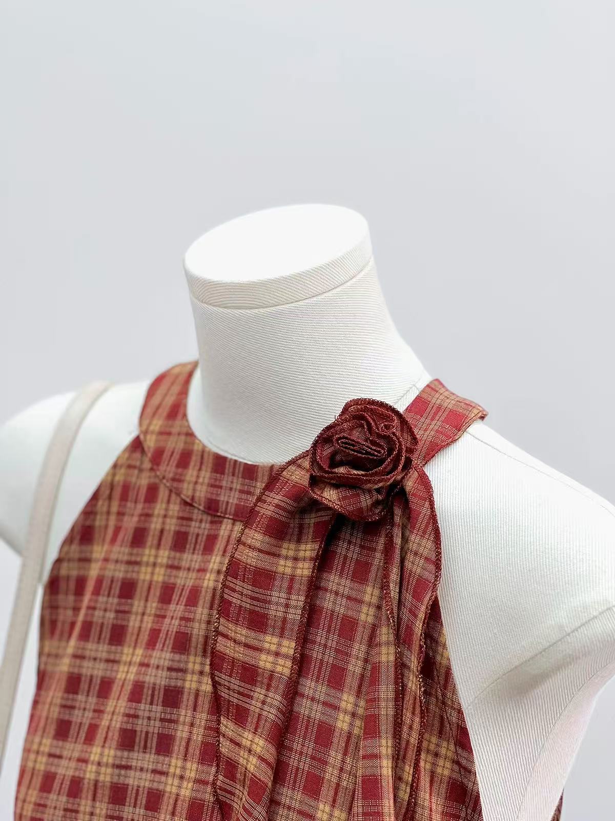 TP359复古格子无袖