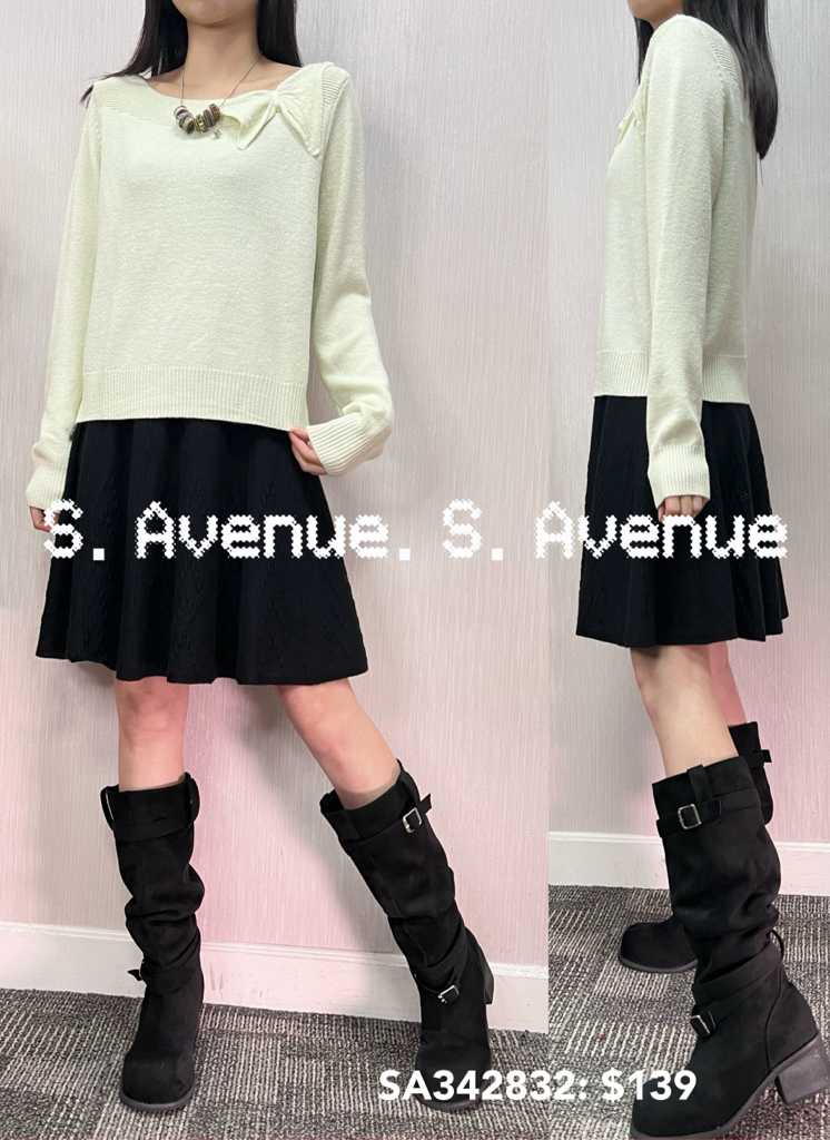 SA342832: 長袖領側蝴蝶結線冷top