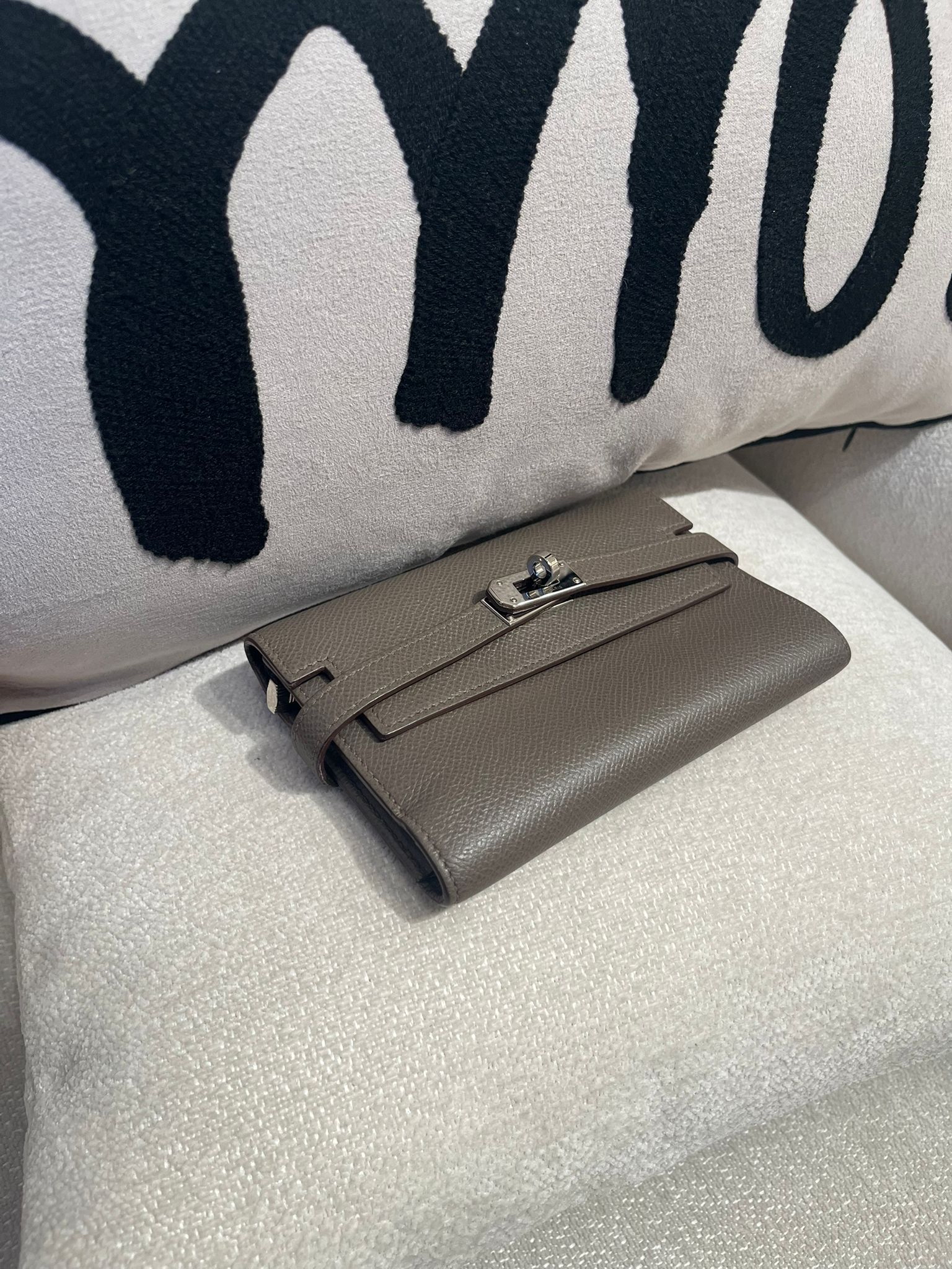 Hermes Kelly Wallet Etain 錫器灰 Epsom牛皮 Stamp R 100%Authentic, 93%New✅Dust bag