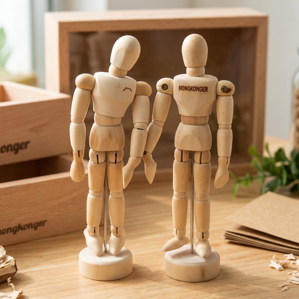 「HONGKONGER」原木關節木頭人擺設 (14cm)