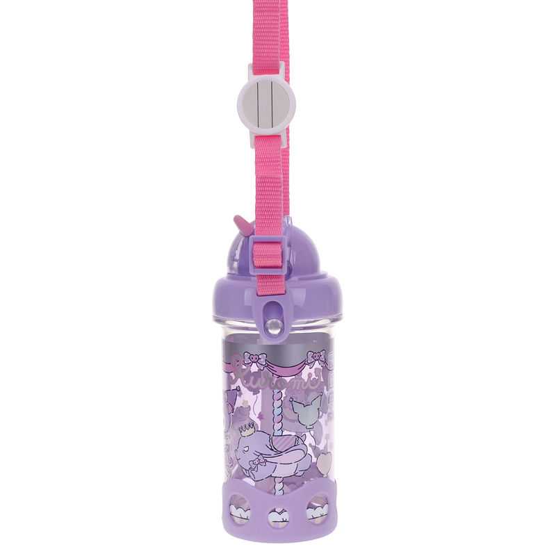 Kuromi 450ml BPA & BPS Free Water Bottle w/ Straw & Neck Strap 膠水樽連飲管及頸繩