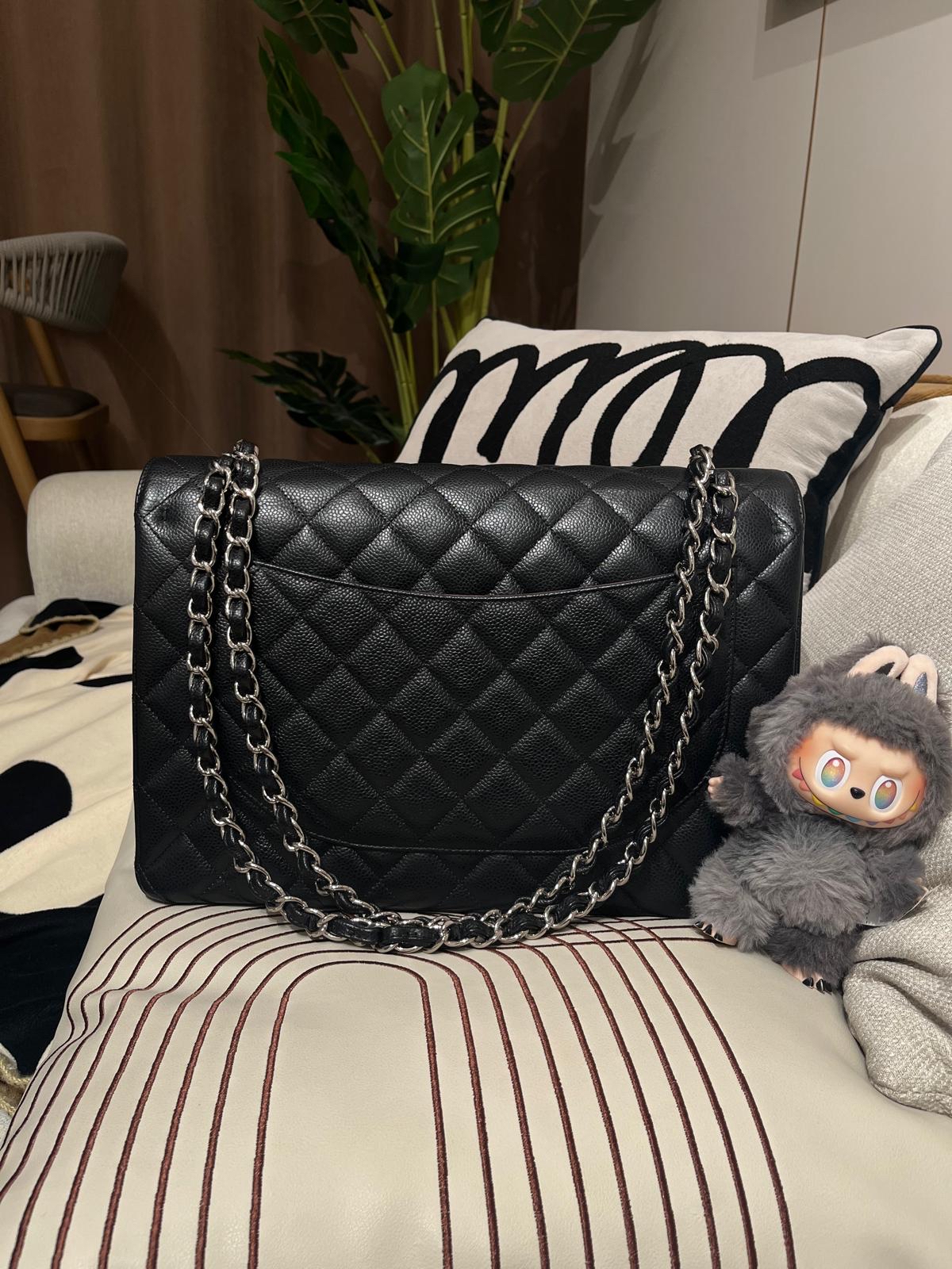 Chanel maxi jumbo A58601 黑色荔枝牛皮 100%Authentic ,98%new 閑置品 ✅card✅購買證書✅dust bag✅box ✨專門店售價$ 93900✨ 