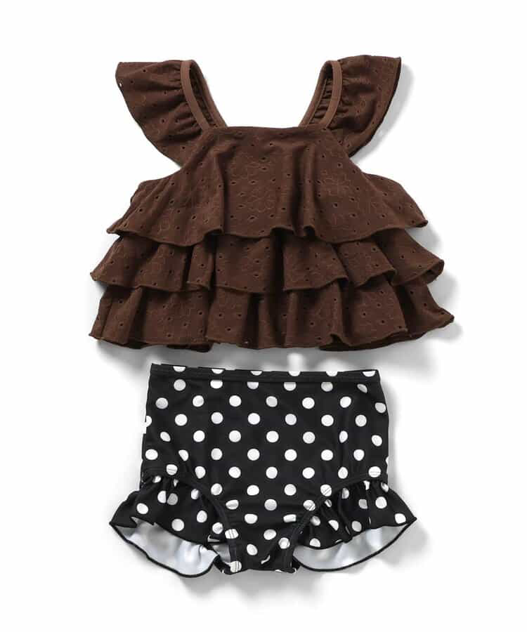 🇯🇵預訂 日本直送🇯🇵Apres les cours兩色多層蕾絲荷葉邊分體泳衣