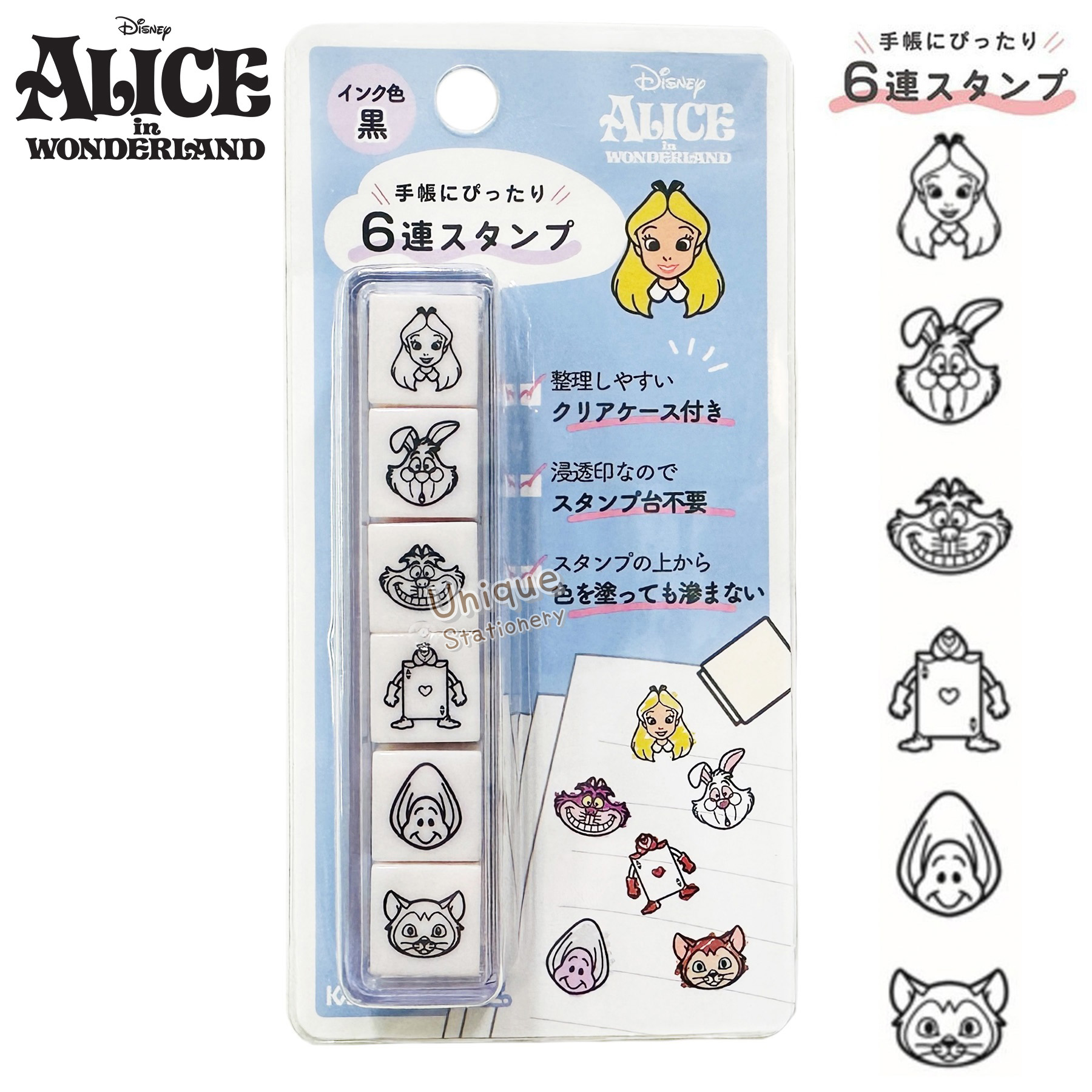 現貨｜Disney Alice 愛麗絲 日版 PLUS MART 6連印章 手帳印章 套裝 (233928) 