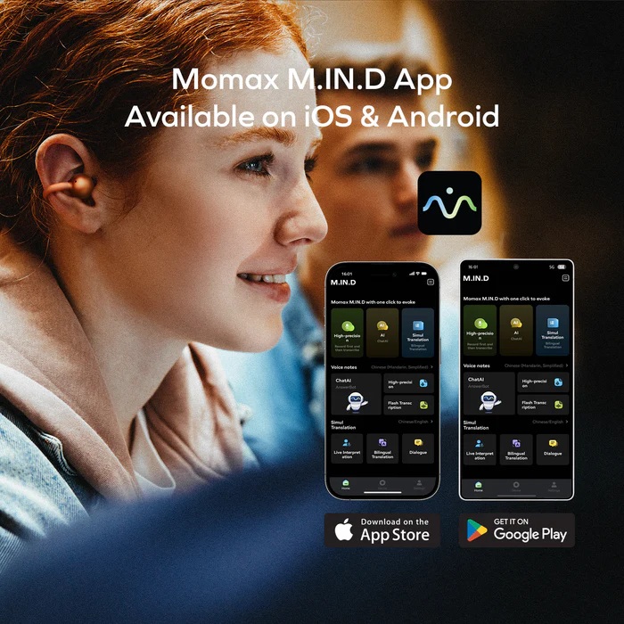 Momax 1-VIBE CLIP M.IN.D AI 夾耳式環境降噪耳機