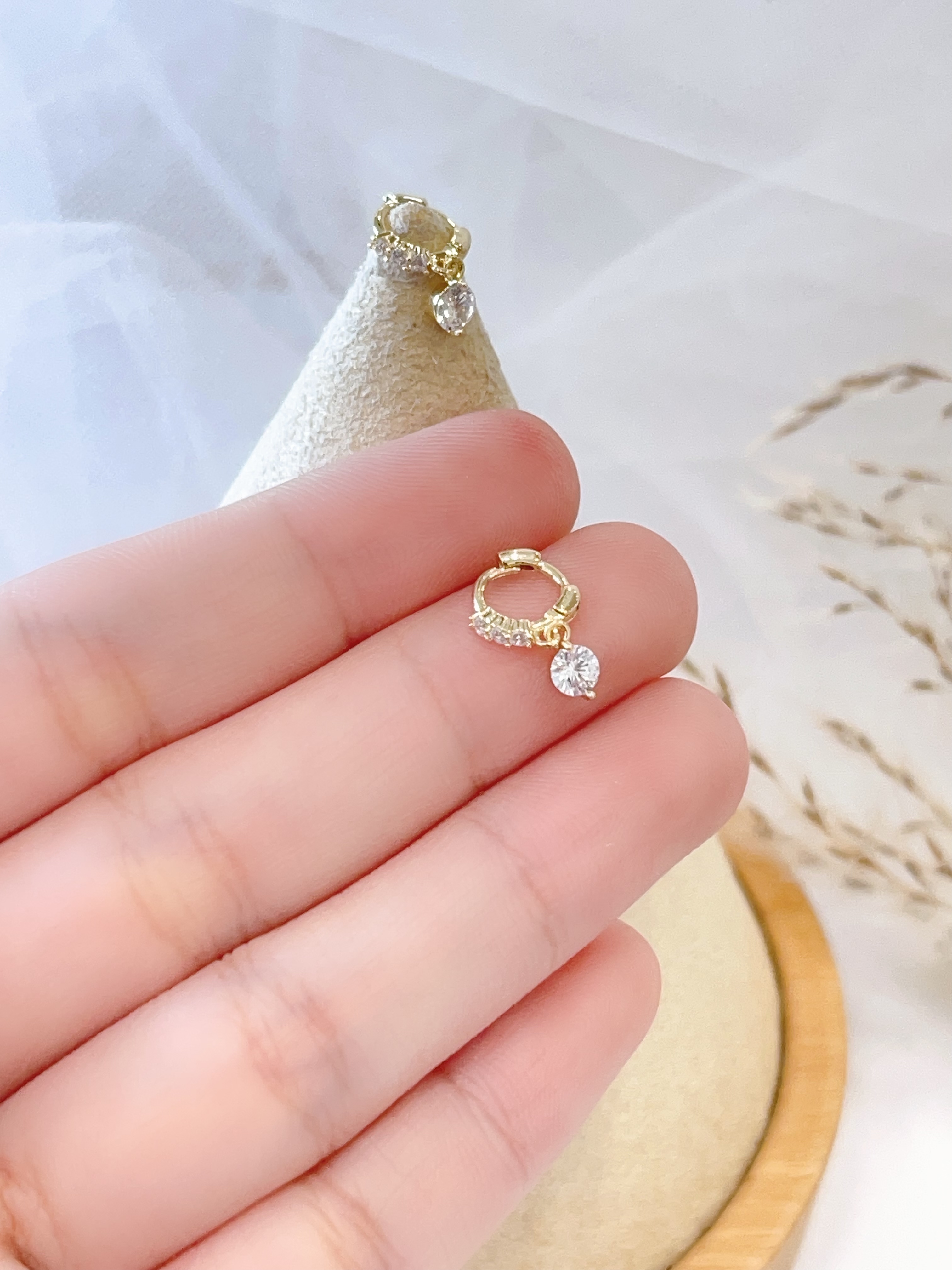 简约钻石耳坠耳扣耳环