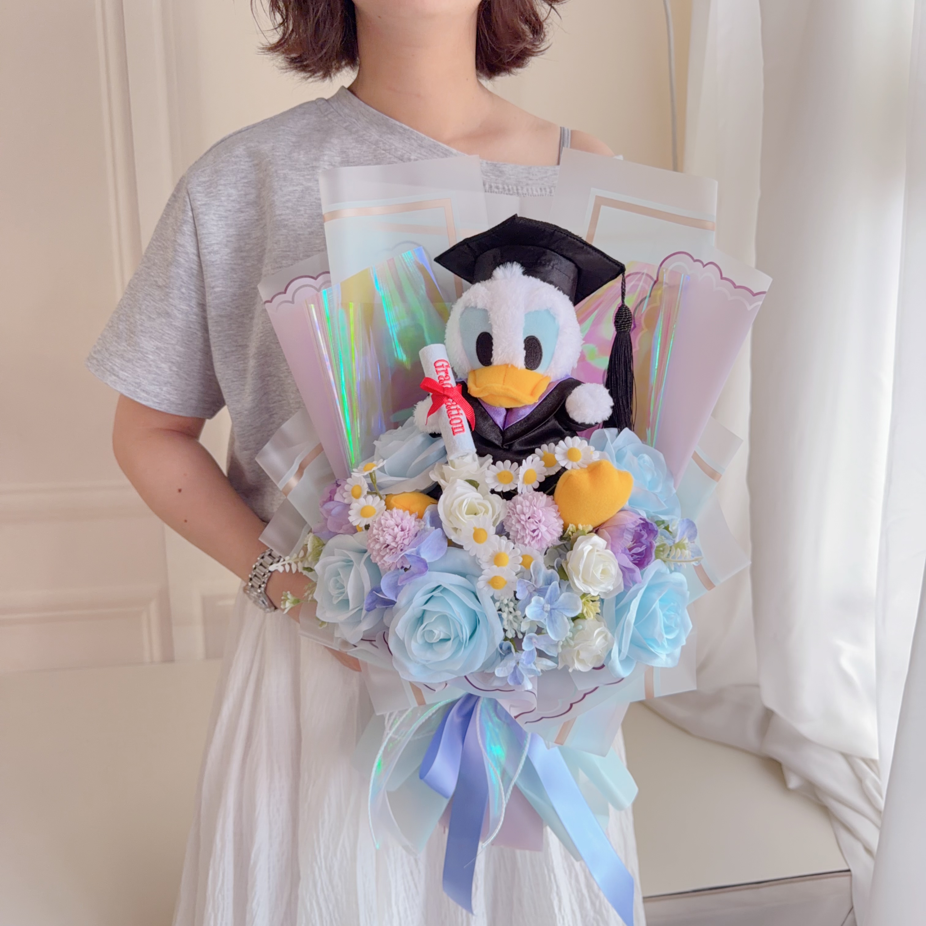 (現貨)畢業唐老鴨公仔花