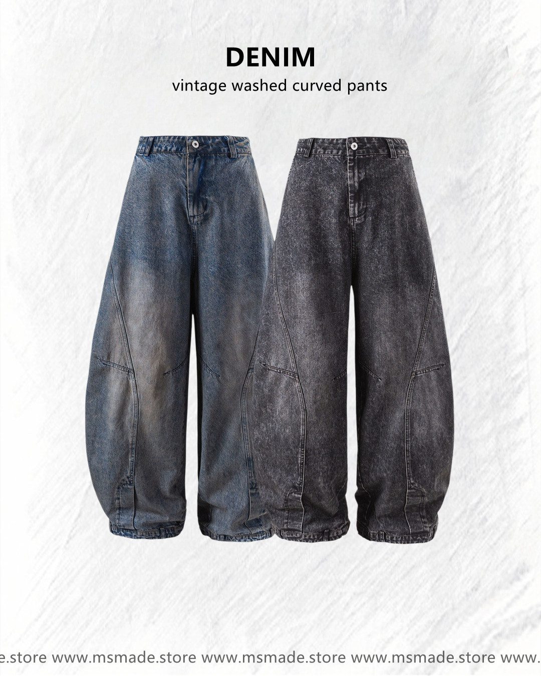 M25258 水洗磨舊彎刀牛仔褲