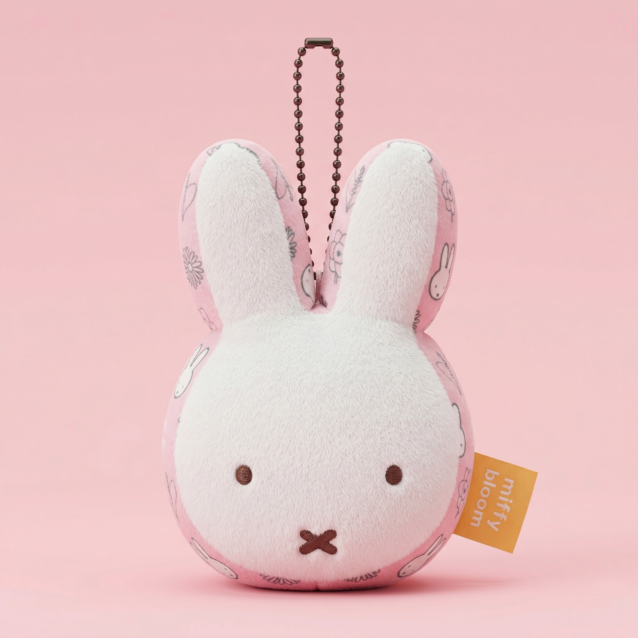 Miffy - 大頭掛飾 (粉紅色花卉邊框款)