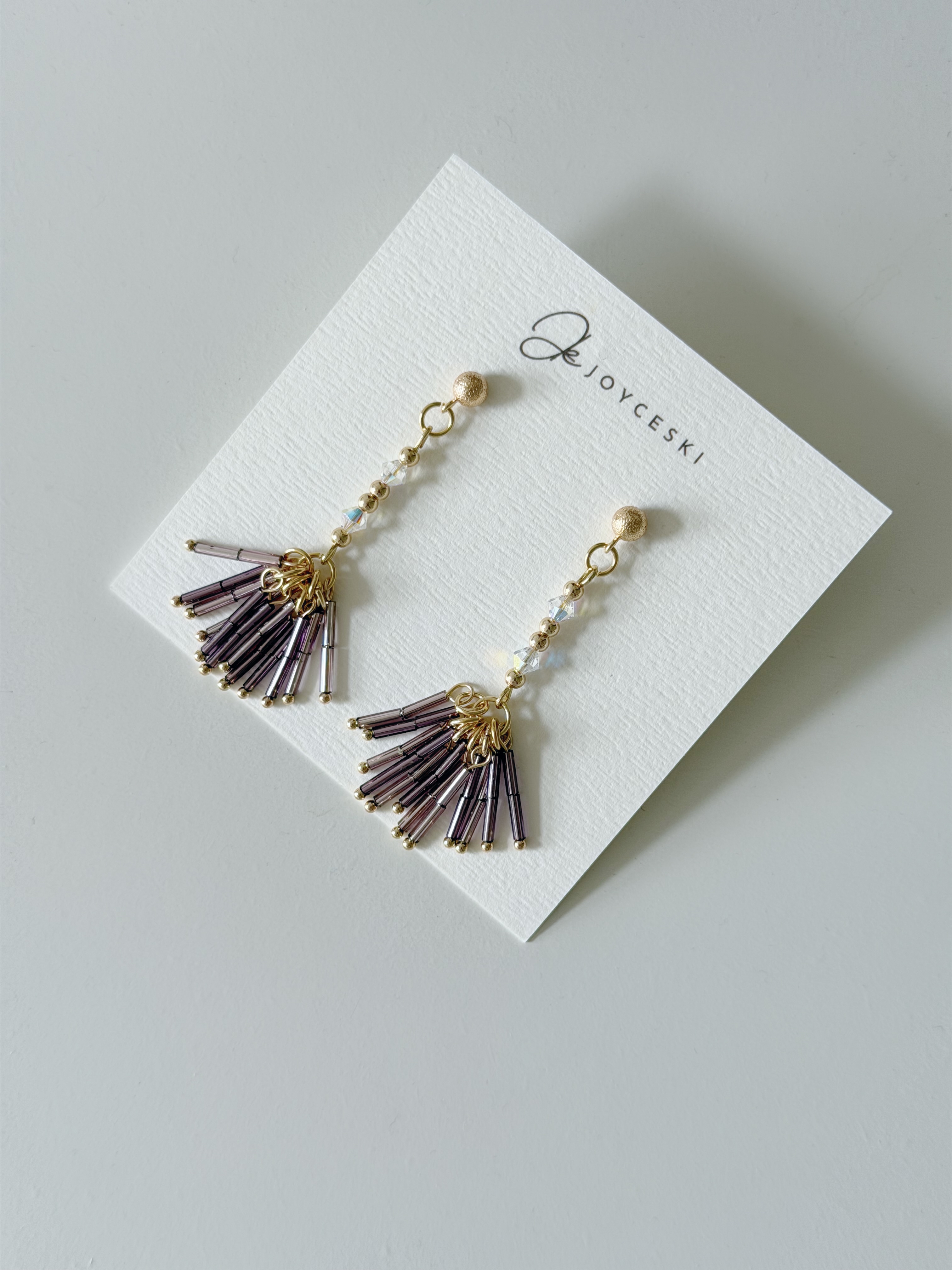 流穗長款耳環/金屬紫色x金色($198)