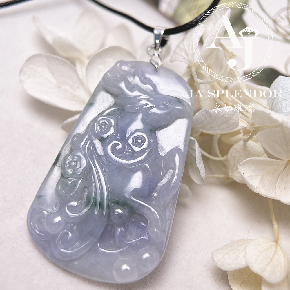 JN-758 天然翡翠A玉 冰種莫奈花園一路（鹿）發/梅花鹿吊墜