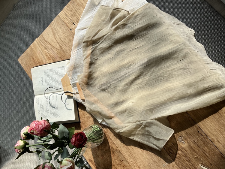 Airy Sheer Crinkle Top (Brown)