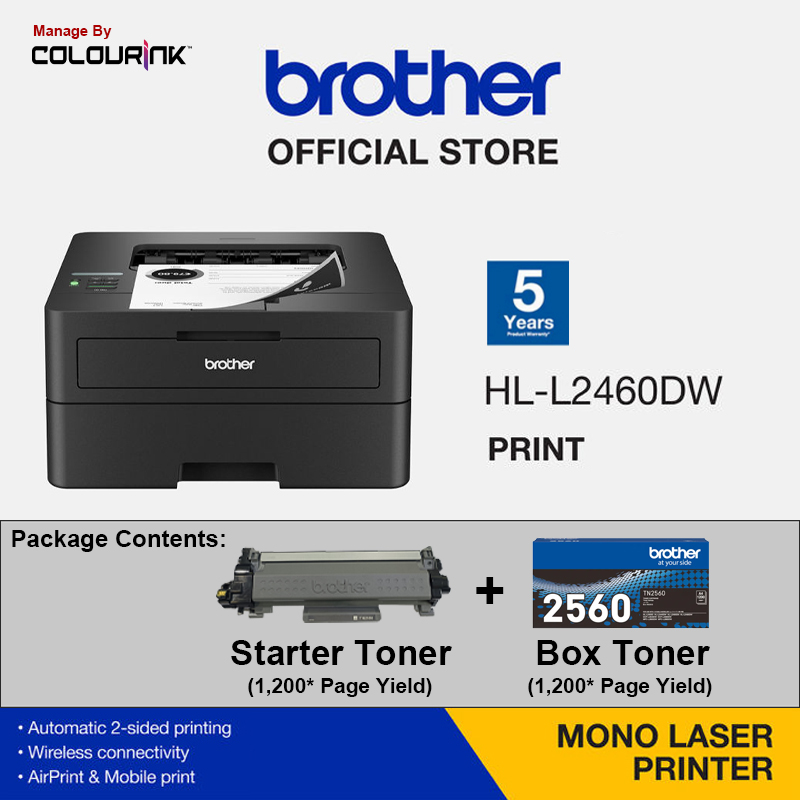 Brother HL-L2460DW A4 Single Print Mono Laser Printer Auto Duplex Network L2370DN L2460DN