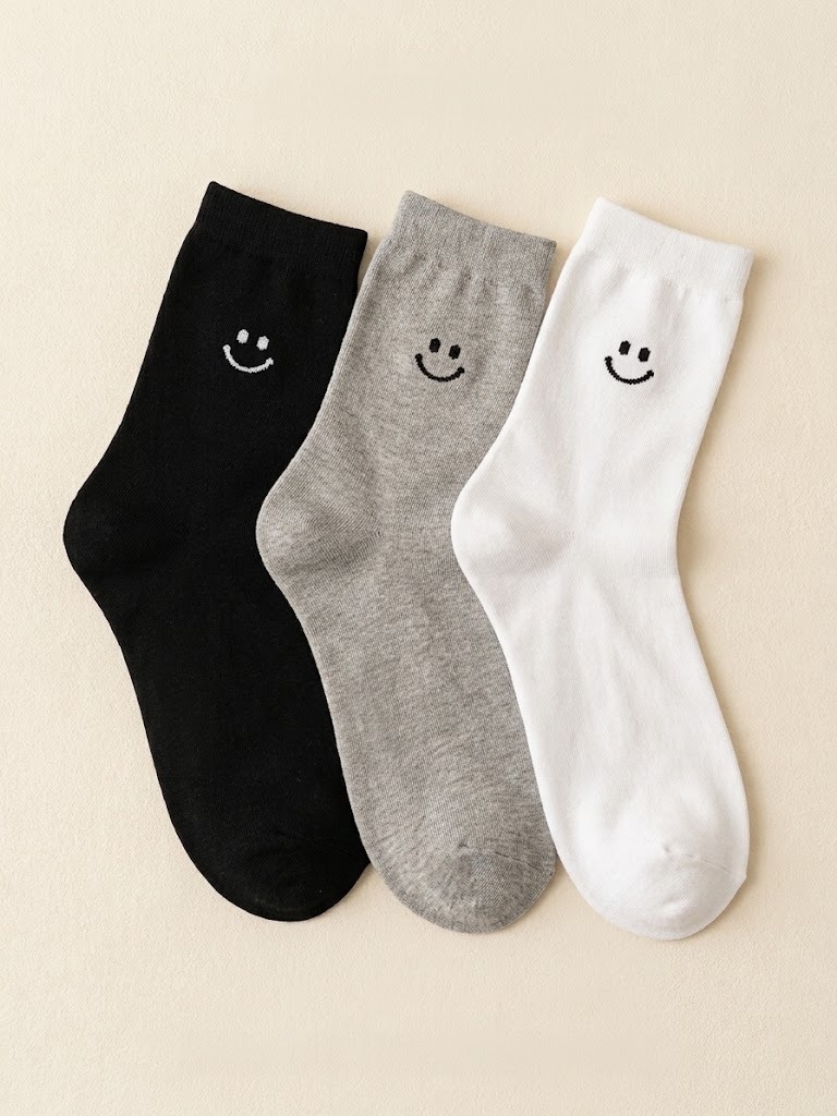 Korean Smile Point Men's Mid Crew Socks