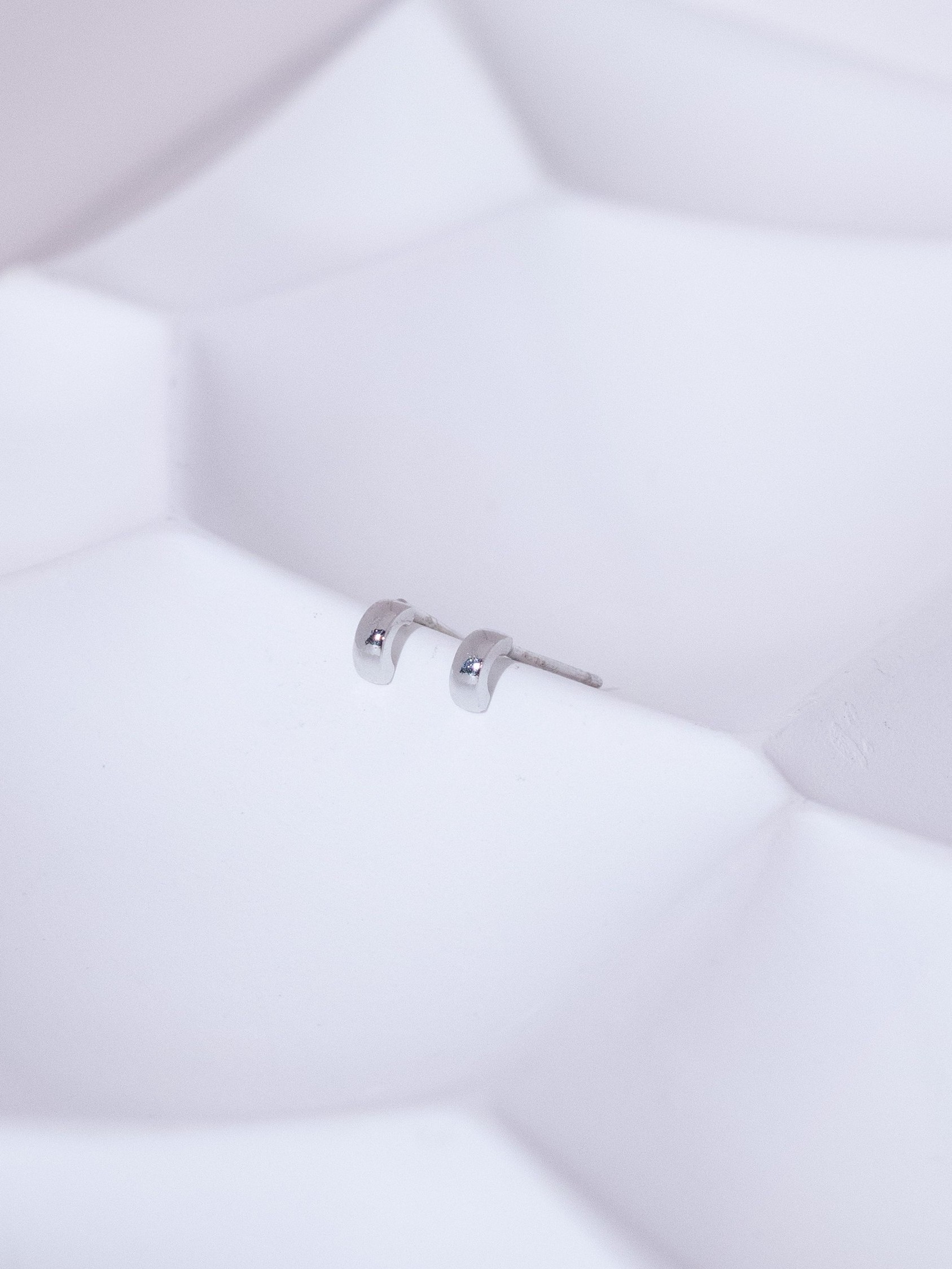 Minimal Half Hoop Stud Earrings (Silver Post)
