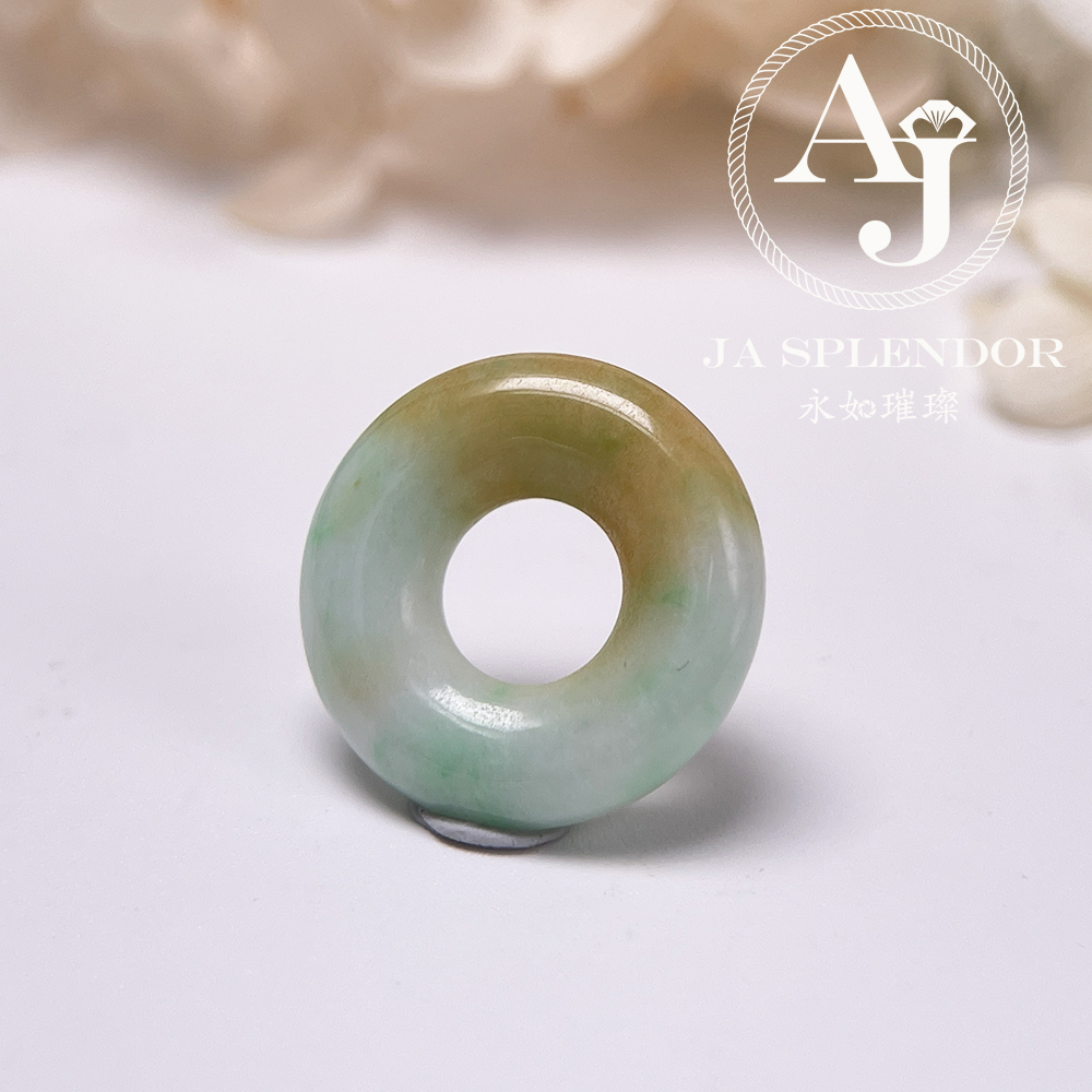 JN-3357 天然翡翠A玉 金黃半山半水甜甜圈