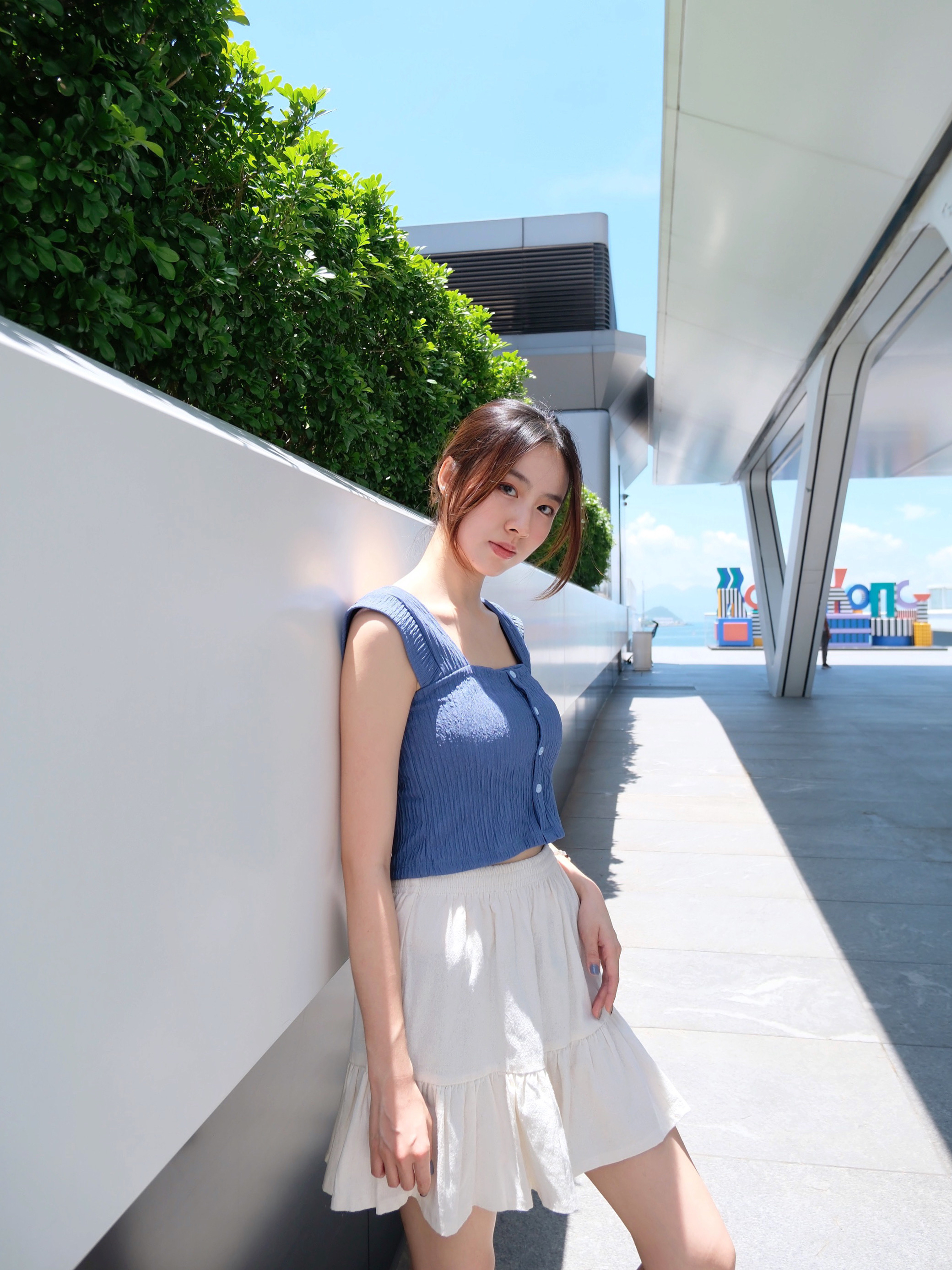 ♡︎TH - 棉麻下擺高腰短裙 