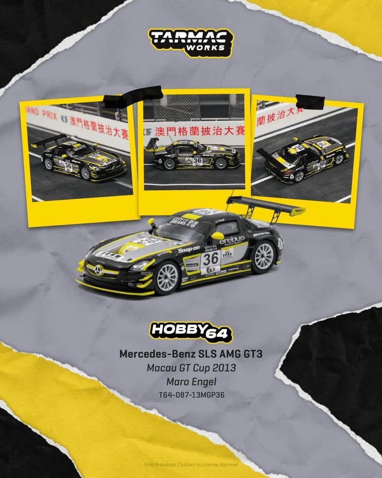 （預訂 Pre Order) Tarmac Works  ( T64-087-13MGP36 ) Mercedes-Benz SLS AMG GT3 Macau GT Cup 2013 Maro Engel