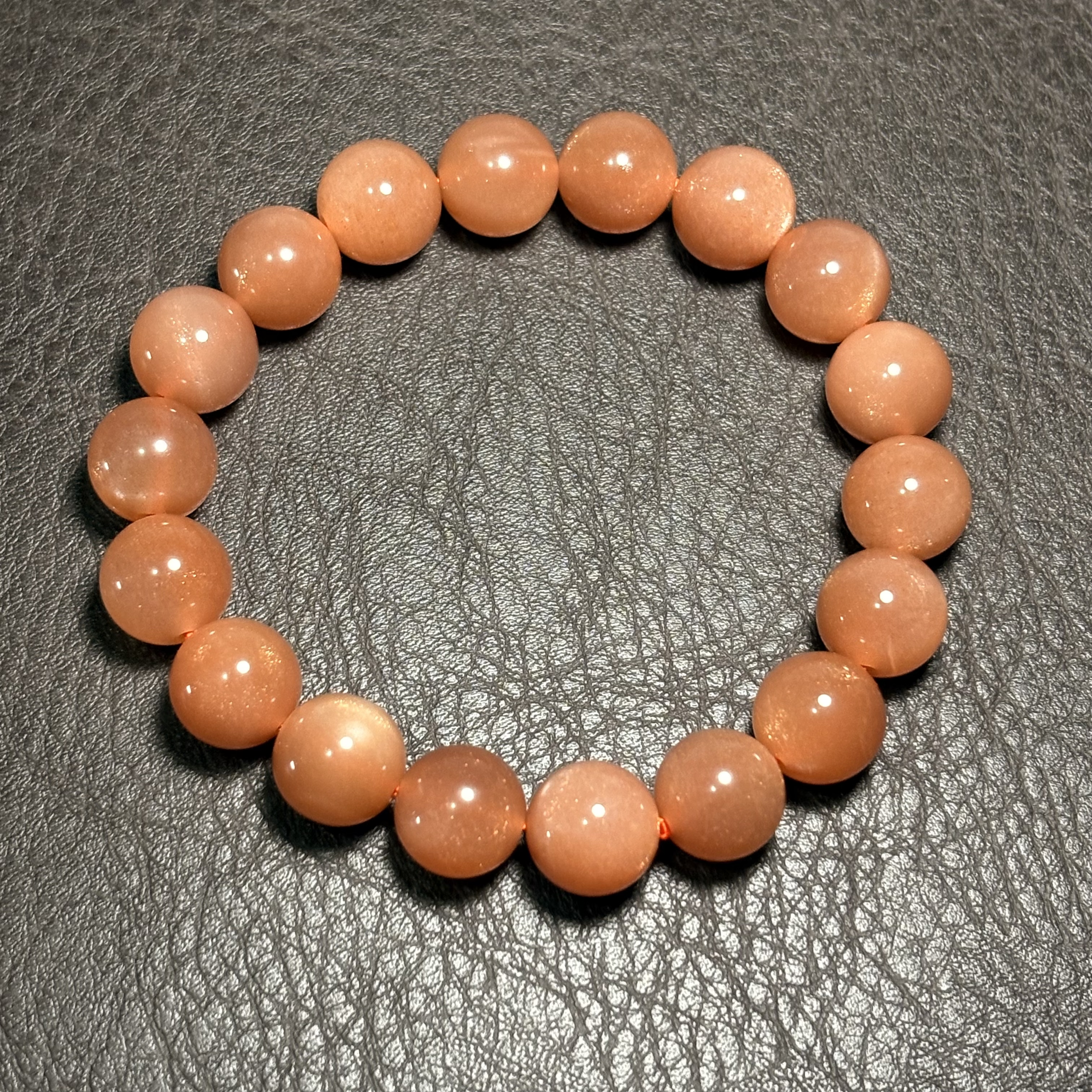 11.8mm金沙橙月光石手串｜俗稱橙太陽石手串 No.4320 ｜規格:  11.8mm珠17cm手圍