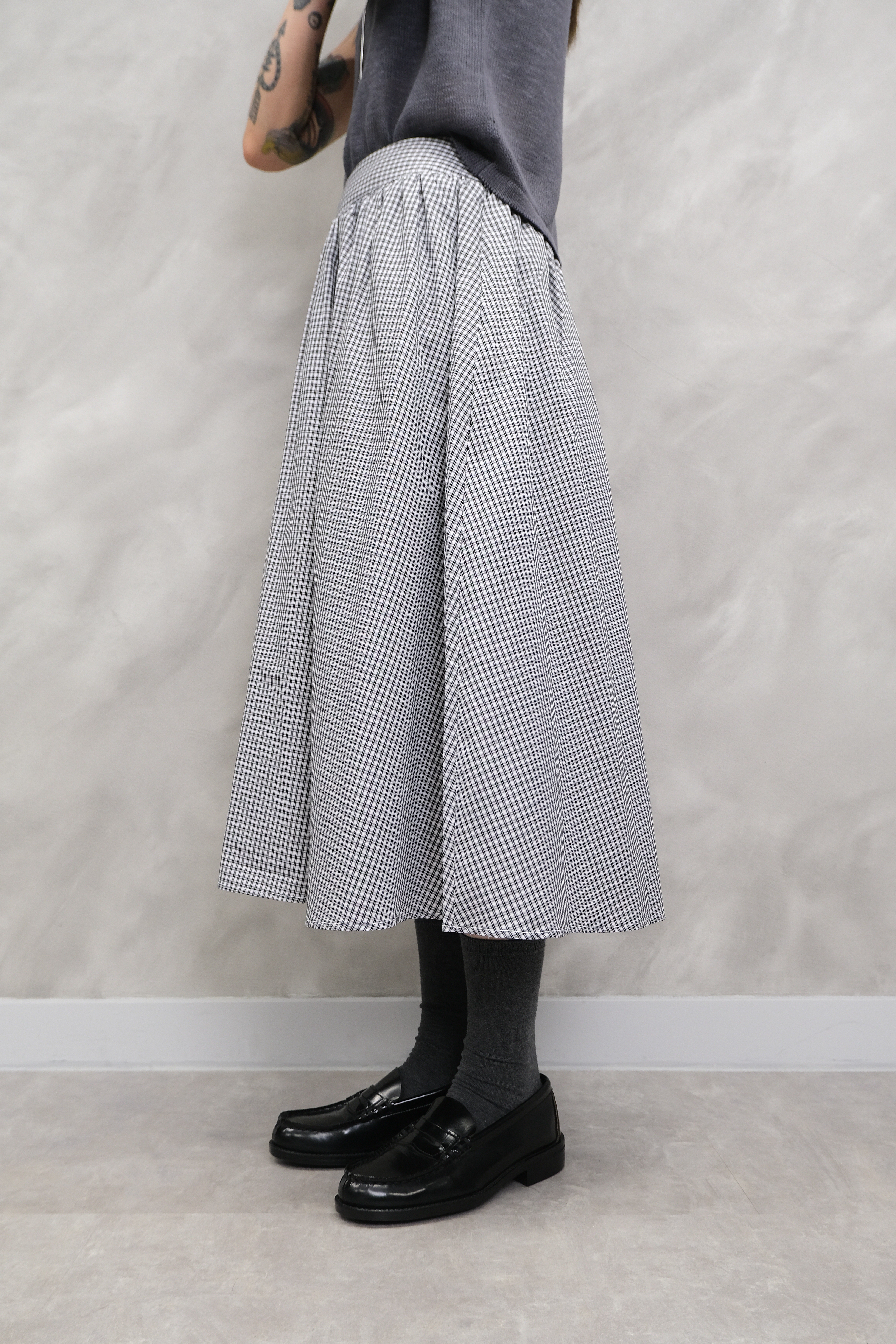 Plaid full skirt #sk45