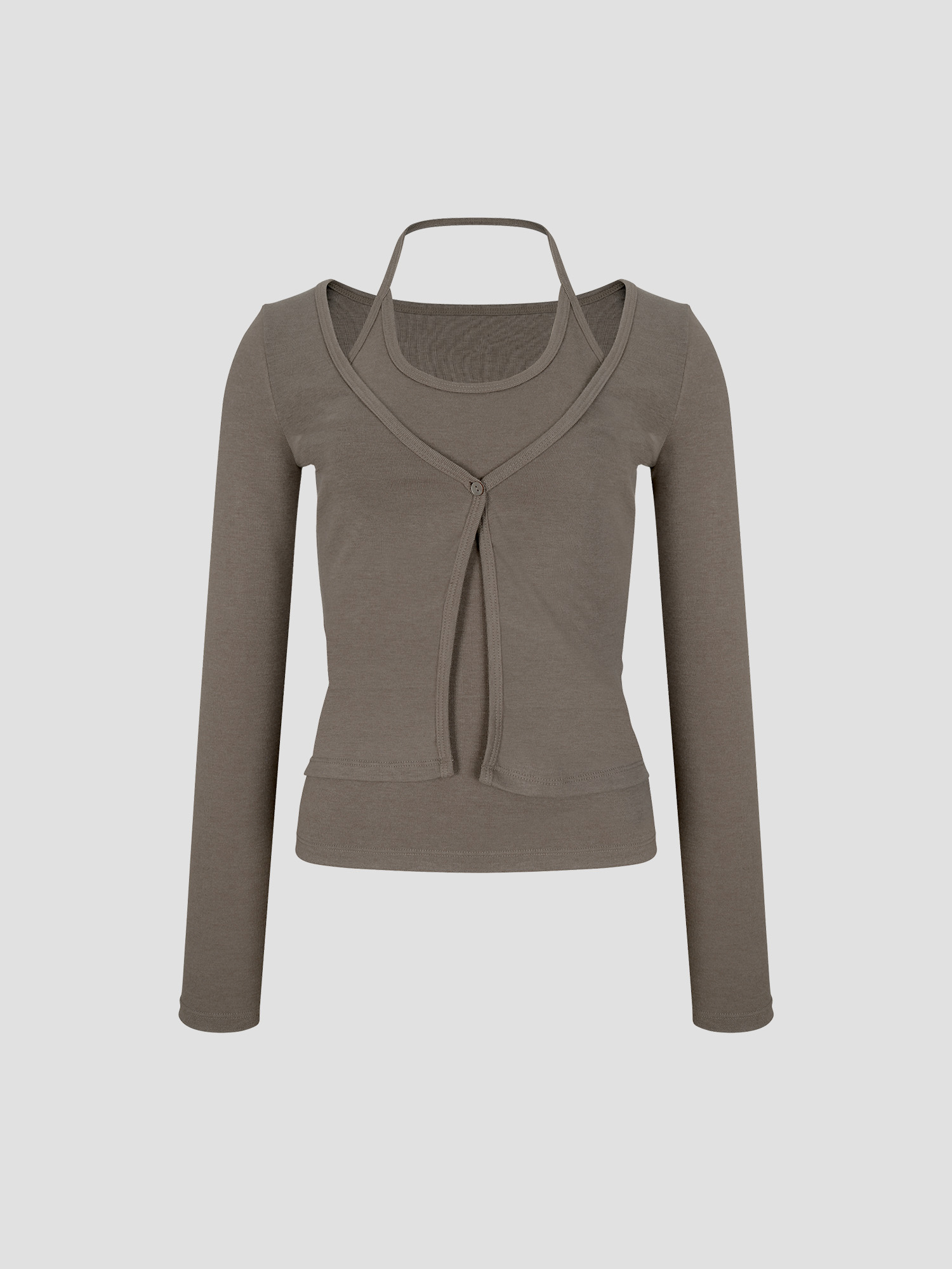預購_Halter Neck Sleeveless Layered Cardigan by Conch