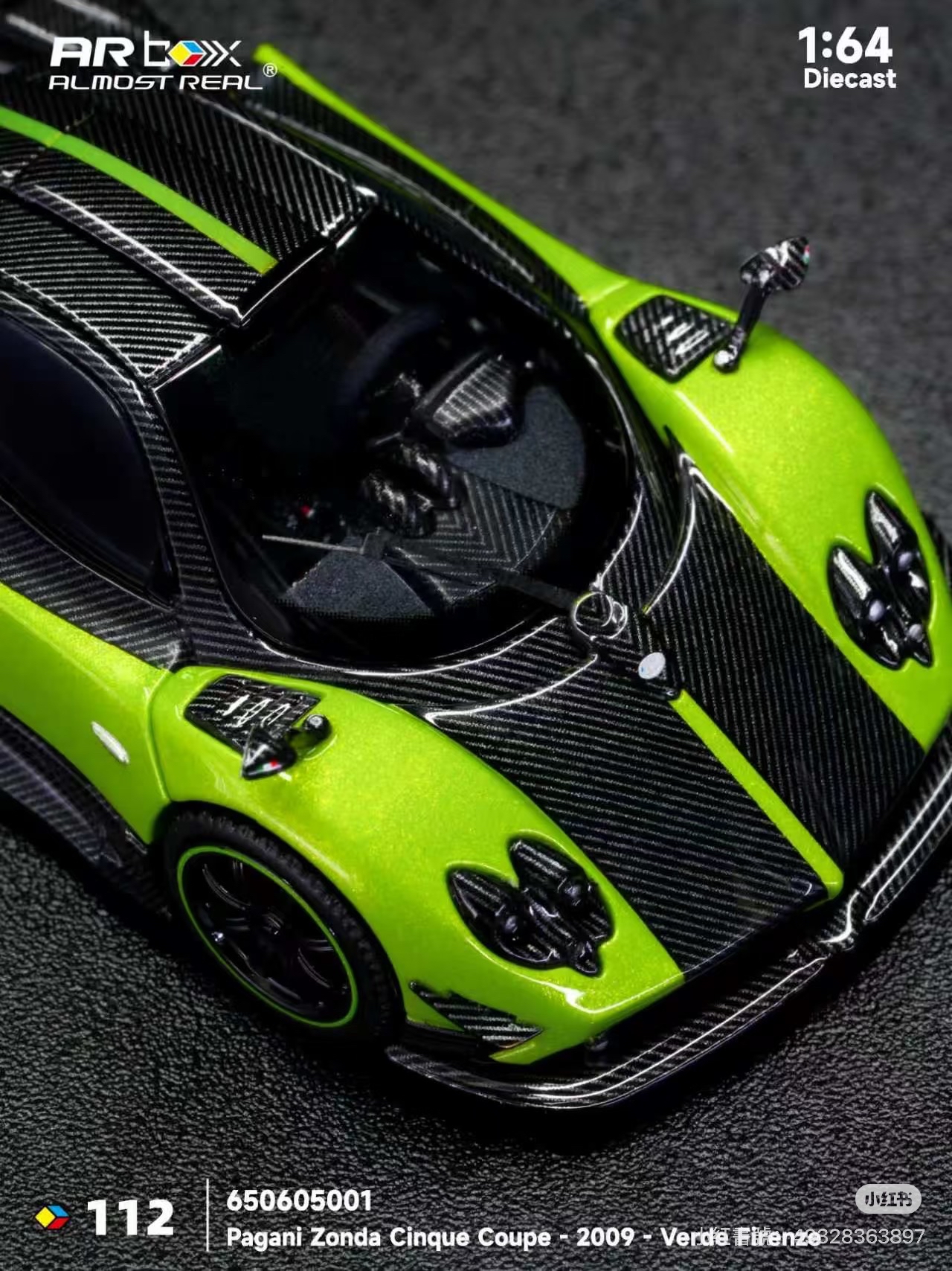 （預訂 Pre Order) AR Box (650605001) Almost Real Pagani Zonda Cinque Coupe - 2009 - Verde Firenz