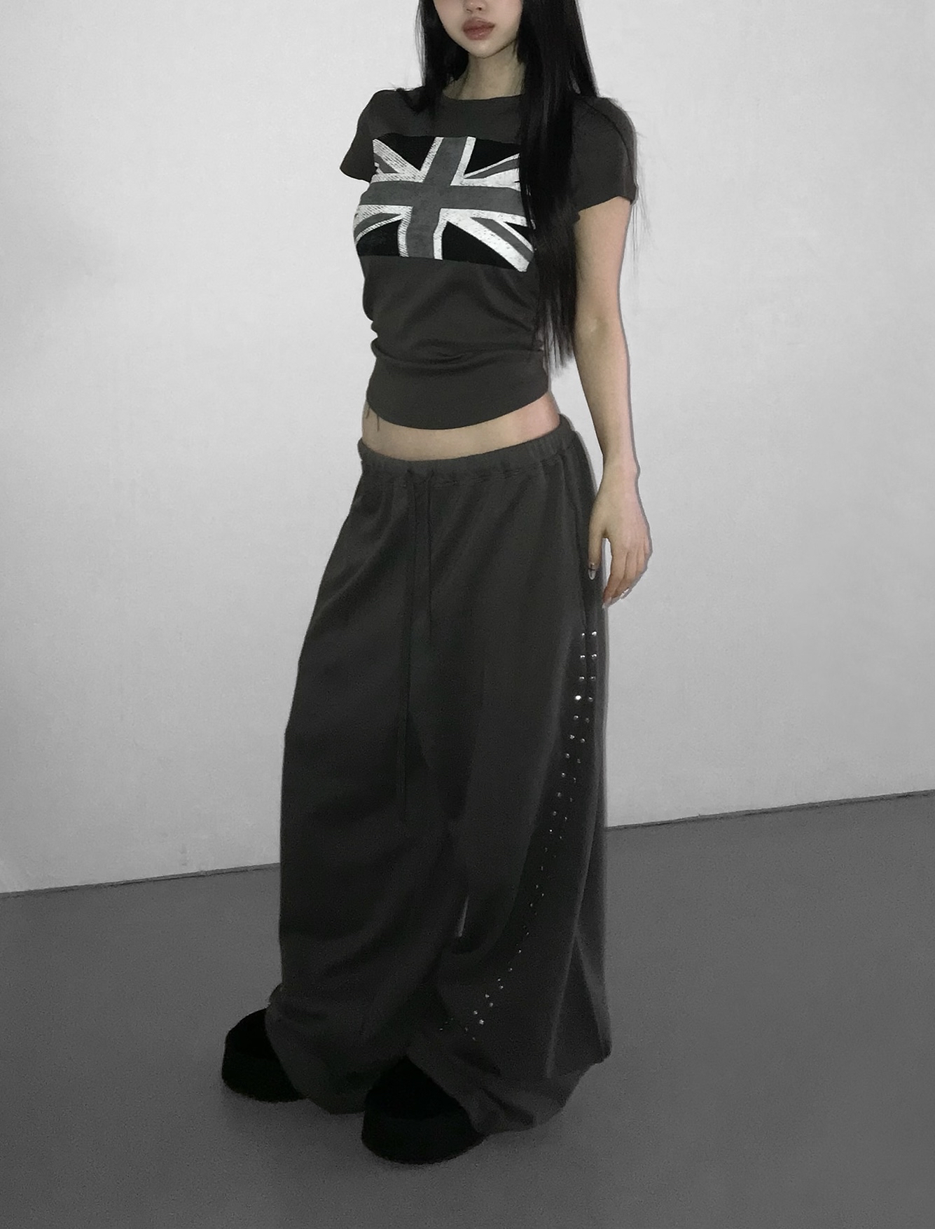 Studded Wide-Leg Sweatpants