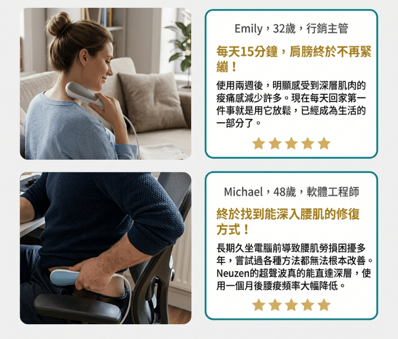 [香港行貨丨一年保養] Neuzen 超聲波 1MHz 深層肌肉修復儀 | 針對肩頸僵硬、腰背痠痛、運動後深層疲勞而設 Neuzen 1MHz Ultrasonic Deep Muscle Repair Device | Designed for stiff neck and shoulders