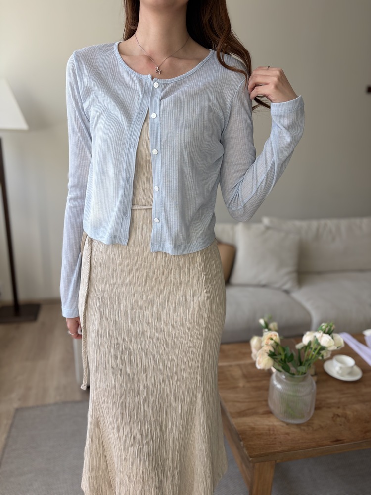 Airy Pastel Cropped Cardigan (Blue)