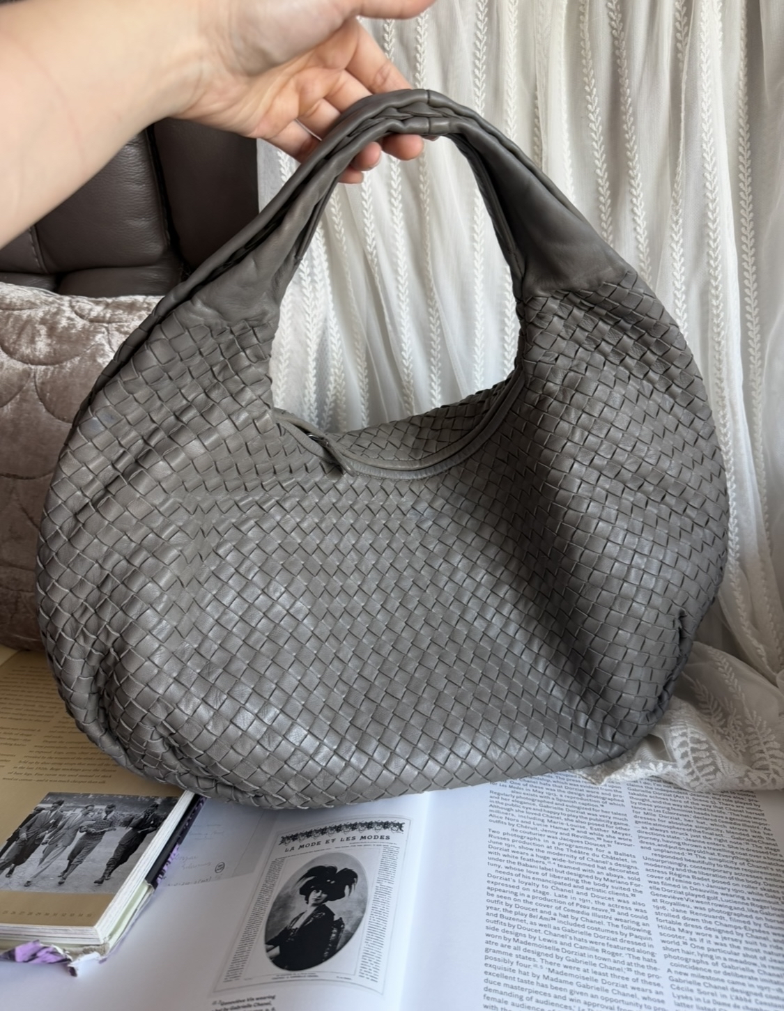 Bottega veneta grey Nappa Intrecciato Large Veneta Hobo bag