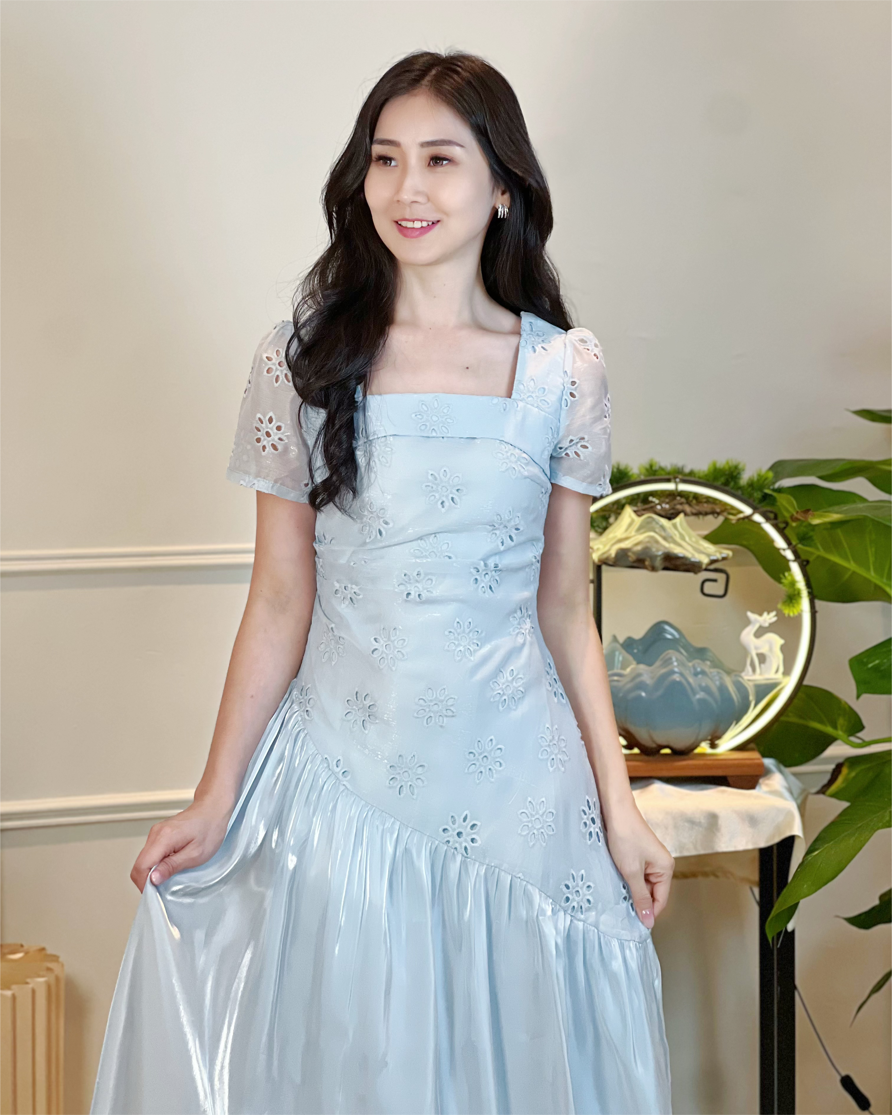 5098  Ingrid Luxe Embroidered Midi Dress