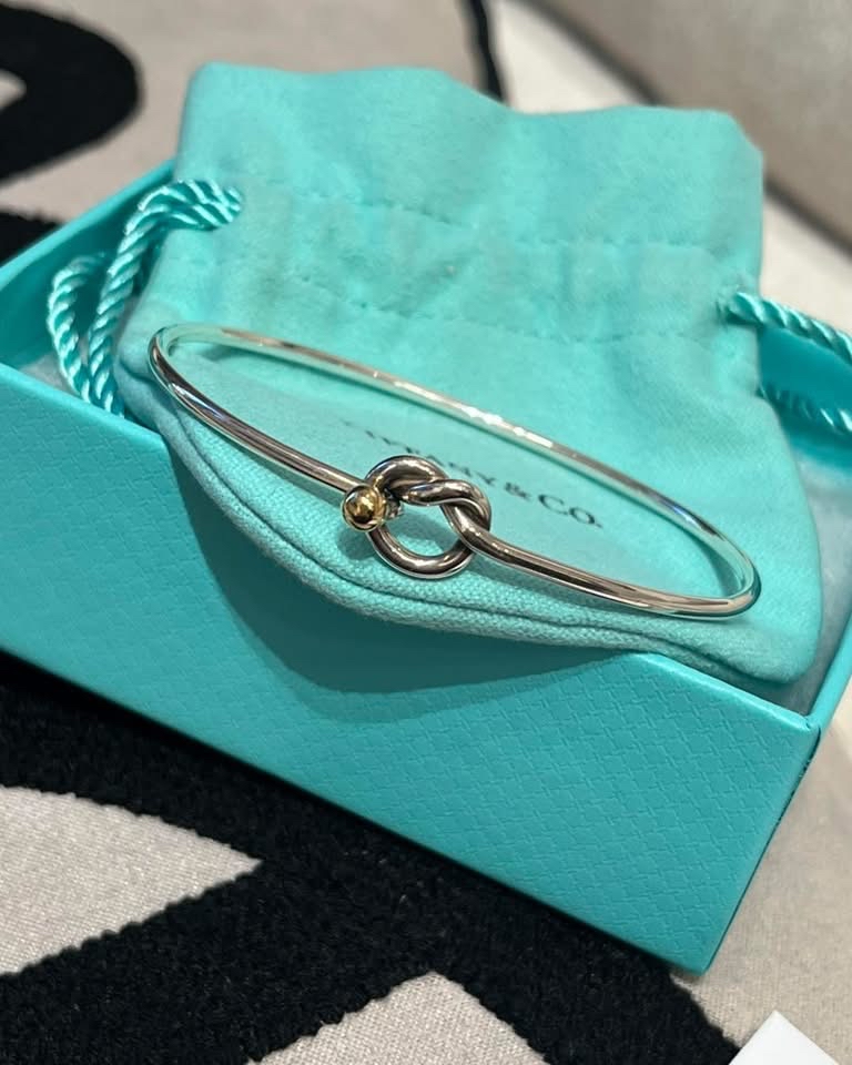 TIFFANY & Co. Bracelet Love Knot Hook & Eye Bangle Silver 925 18K Yellow Gold,100%Authentic,98%new ✅Dust bag✅Box
